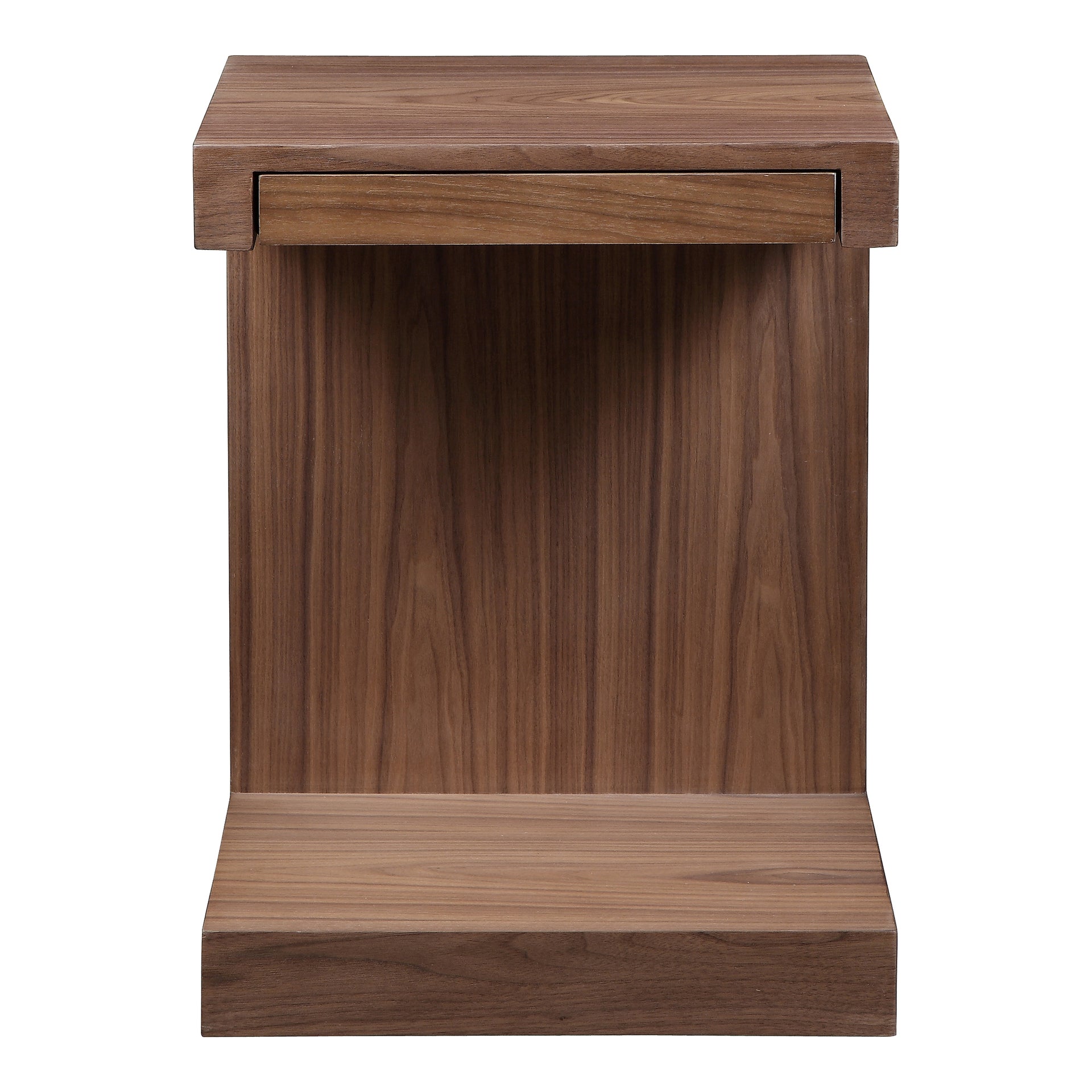 Zachary, Walnut Veneer Accent End Table in Brown