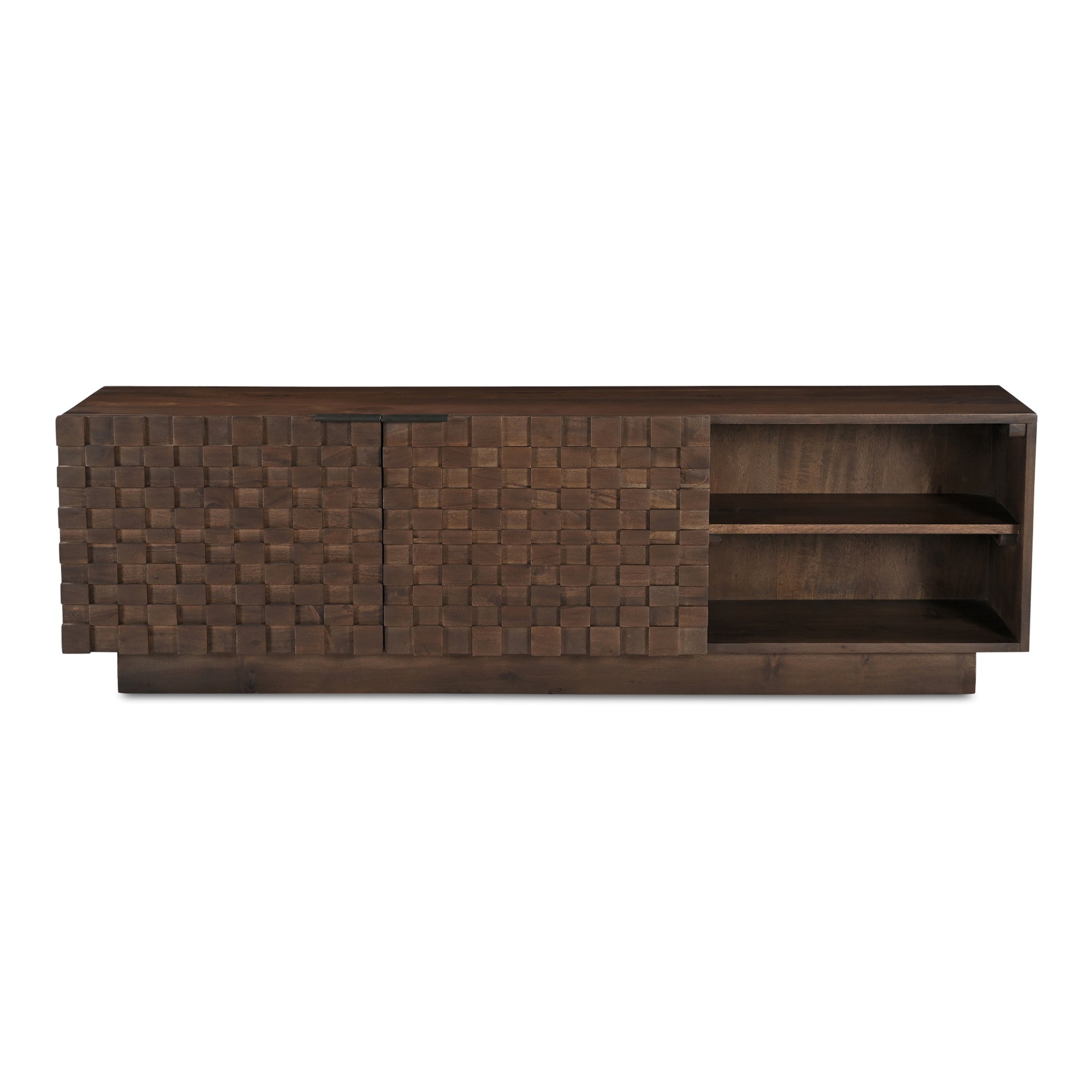 Keaton Media Cabinet, Mid Century Modern Acacia Wood and Veneer, Brown