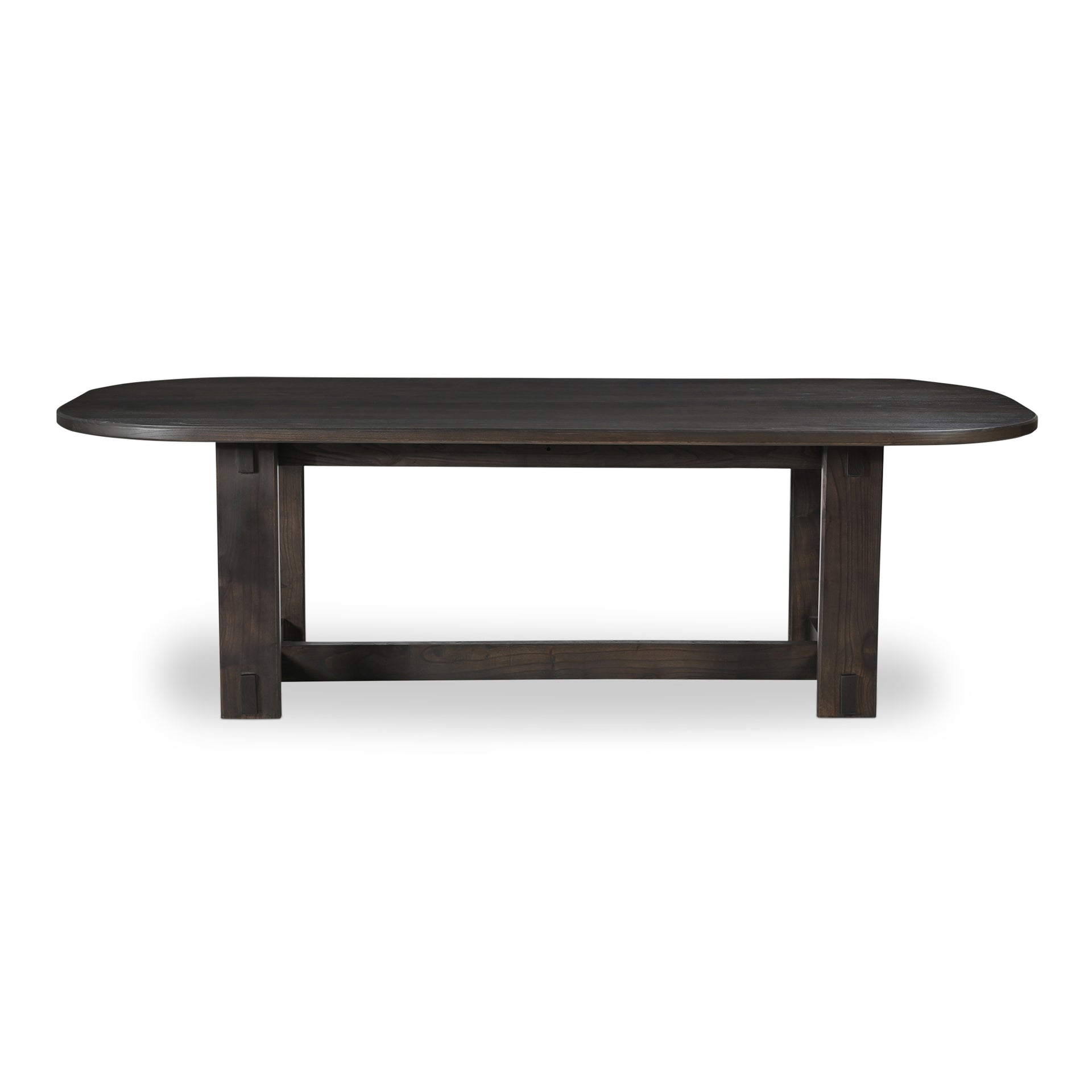 Fiorenza Dining Table for 8, Oval Shape with 1.5" Thick Solid Neem Wood Top and Iron Detailing, Dark Brown