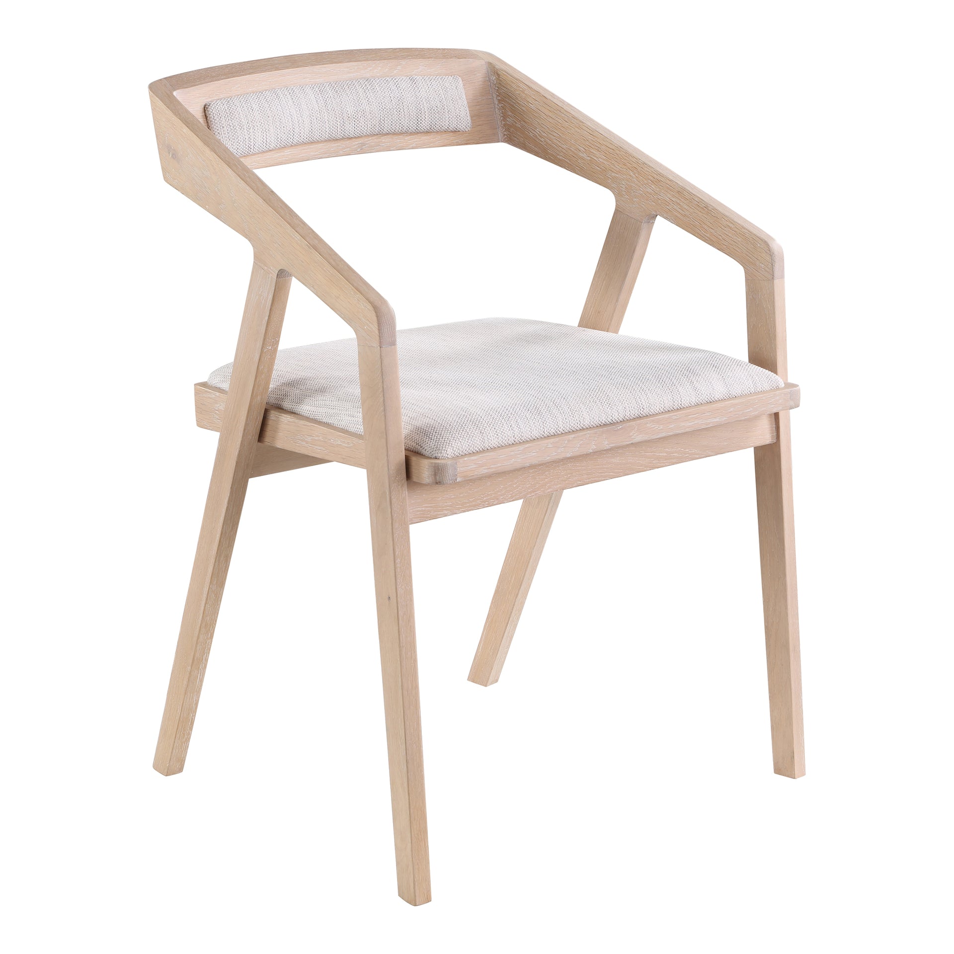 Nia Dining Chair, Polyester Upholstery, Solid White Oak Frame, Light Grey