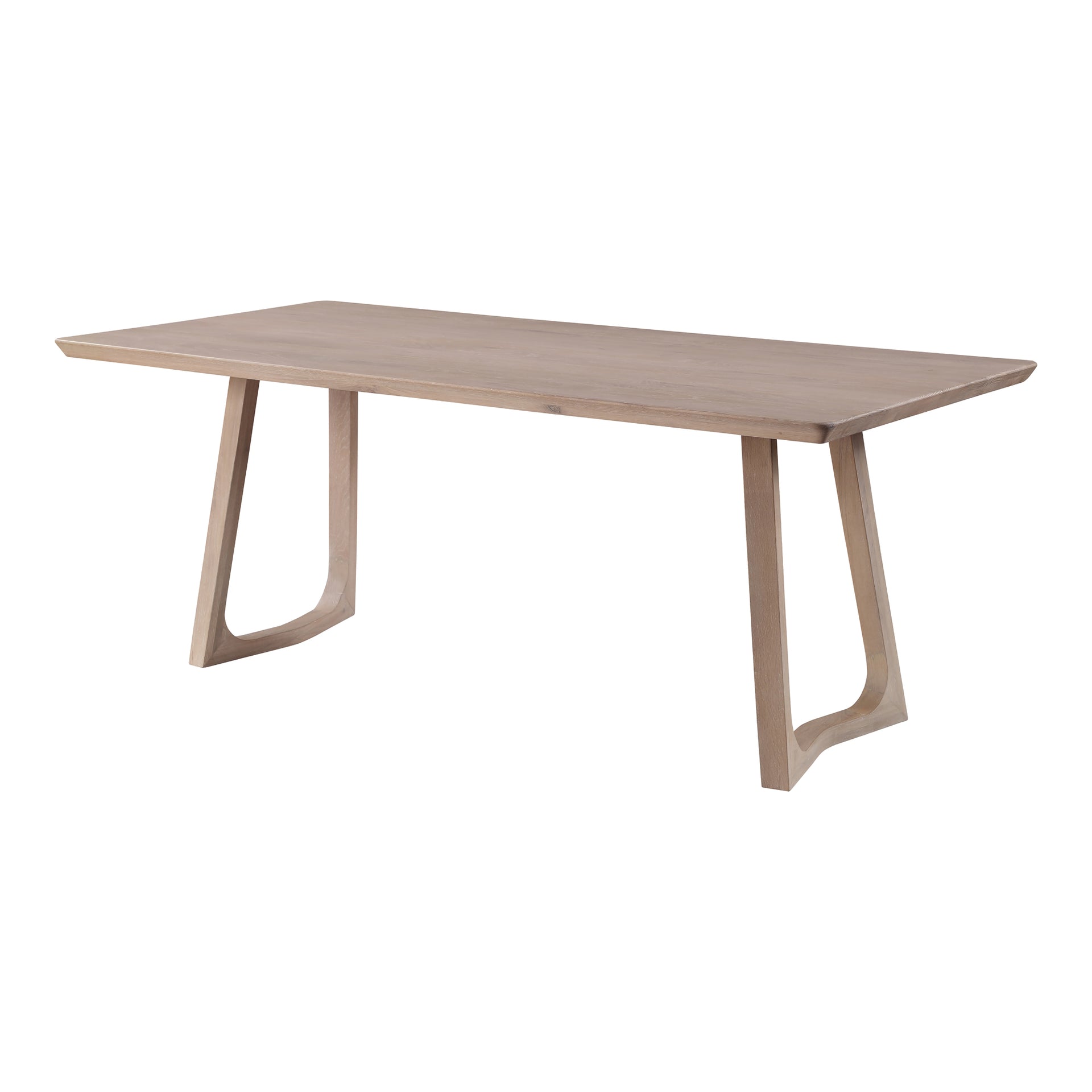 Denver Dining Table, Solid White Oak, Seats 8, Mid-Century Modern, Whitewash Finish