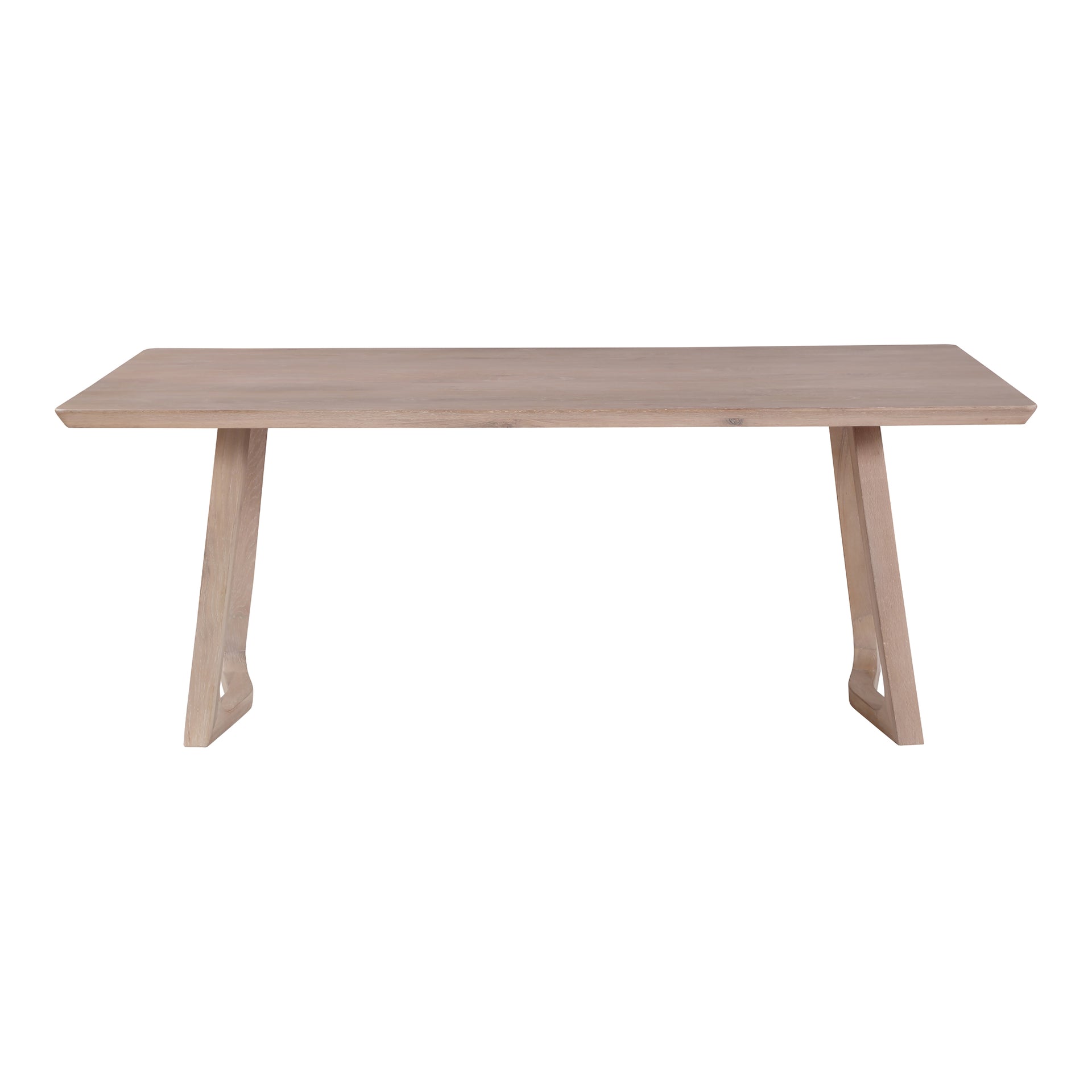 Denver Dining Table, Solid White Oak, Seats 8, Mid-Century Modern, Whitewash Finish