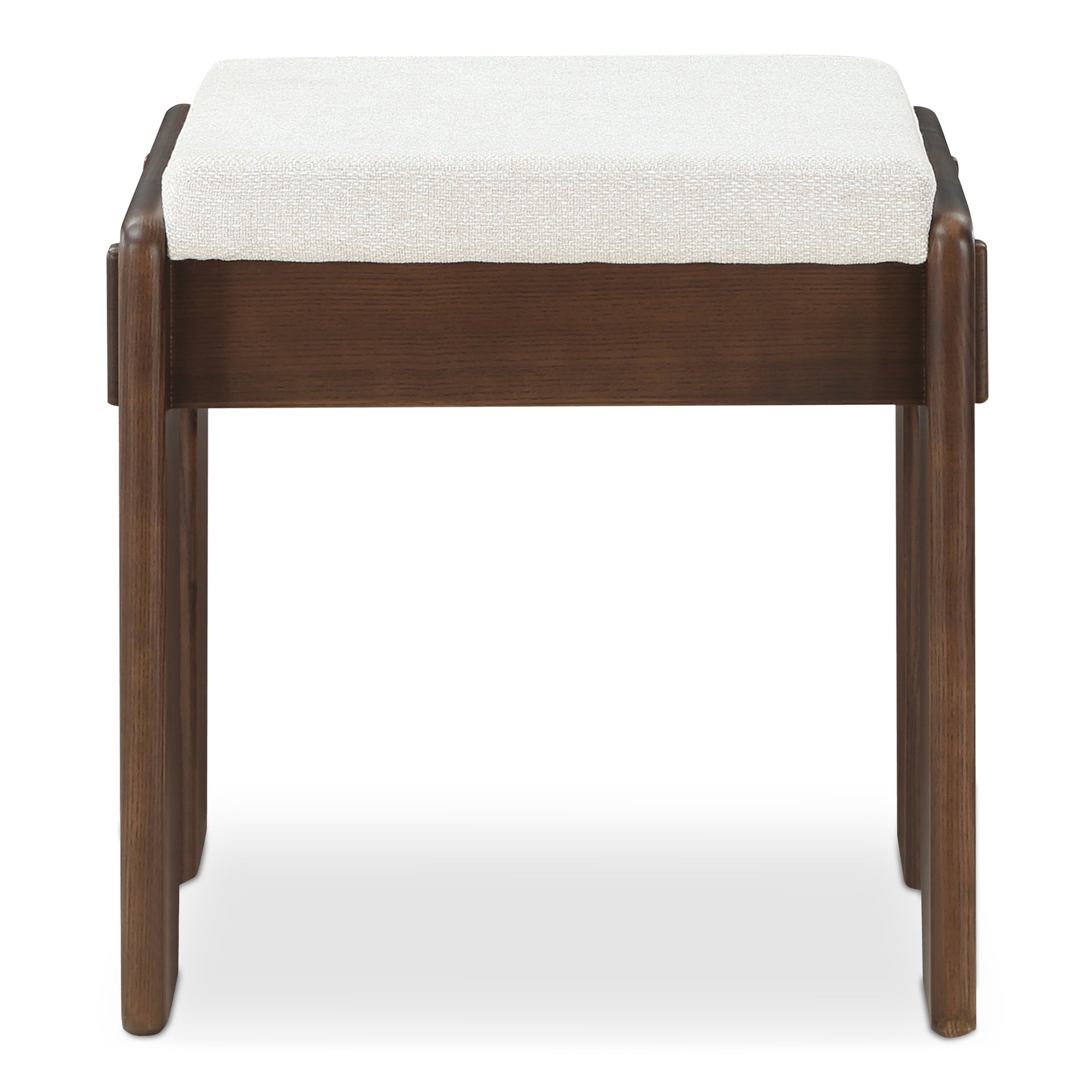 Nolen Accent Stool, Rectangular Walnut Stained Ash with Polyester Upholstery, Brown