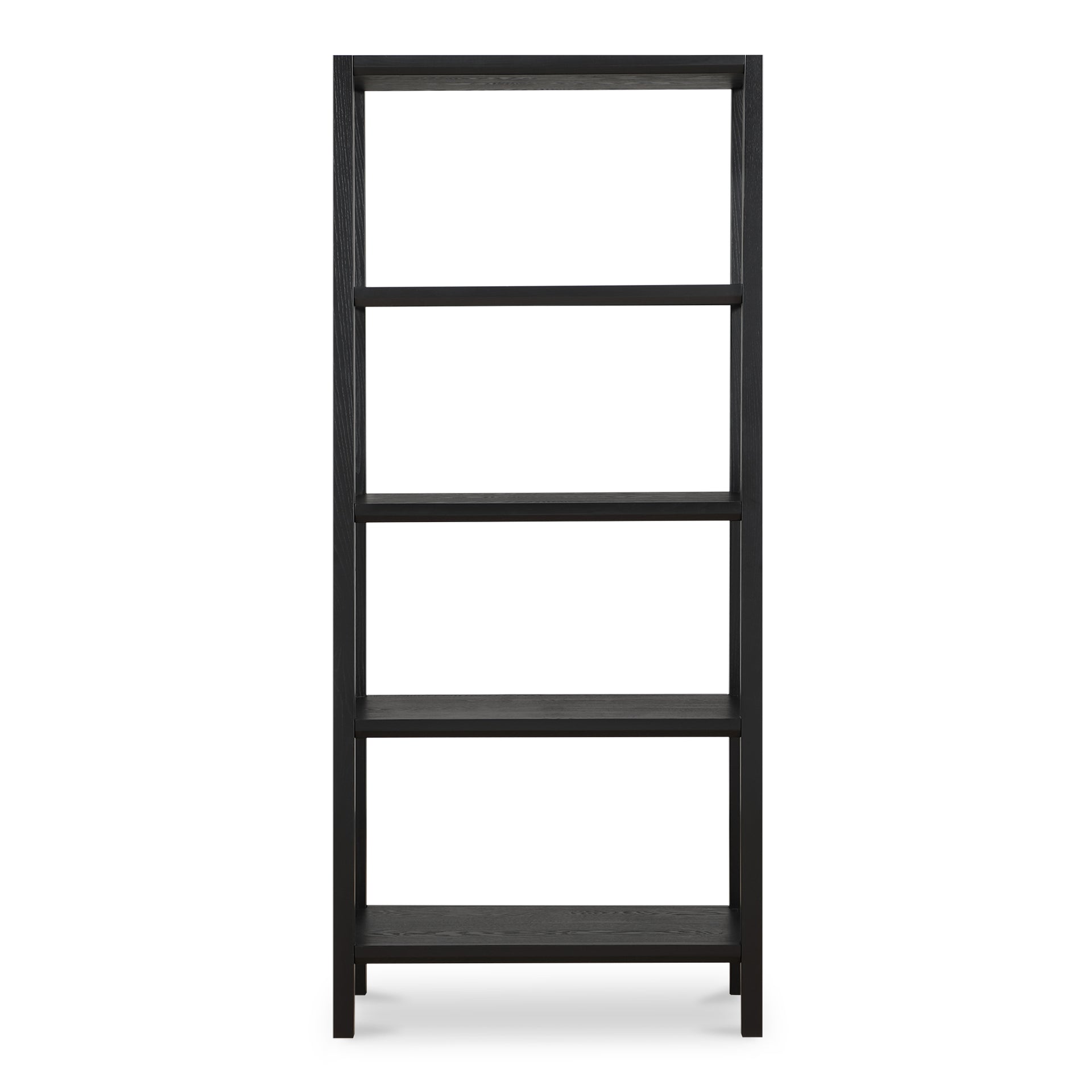 Corlina Bookshelf, Solid Ash Frame with 4 Ash Veneer Shelves, Black Finish