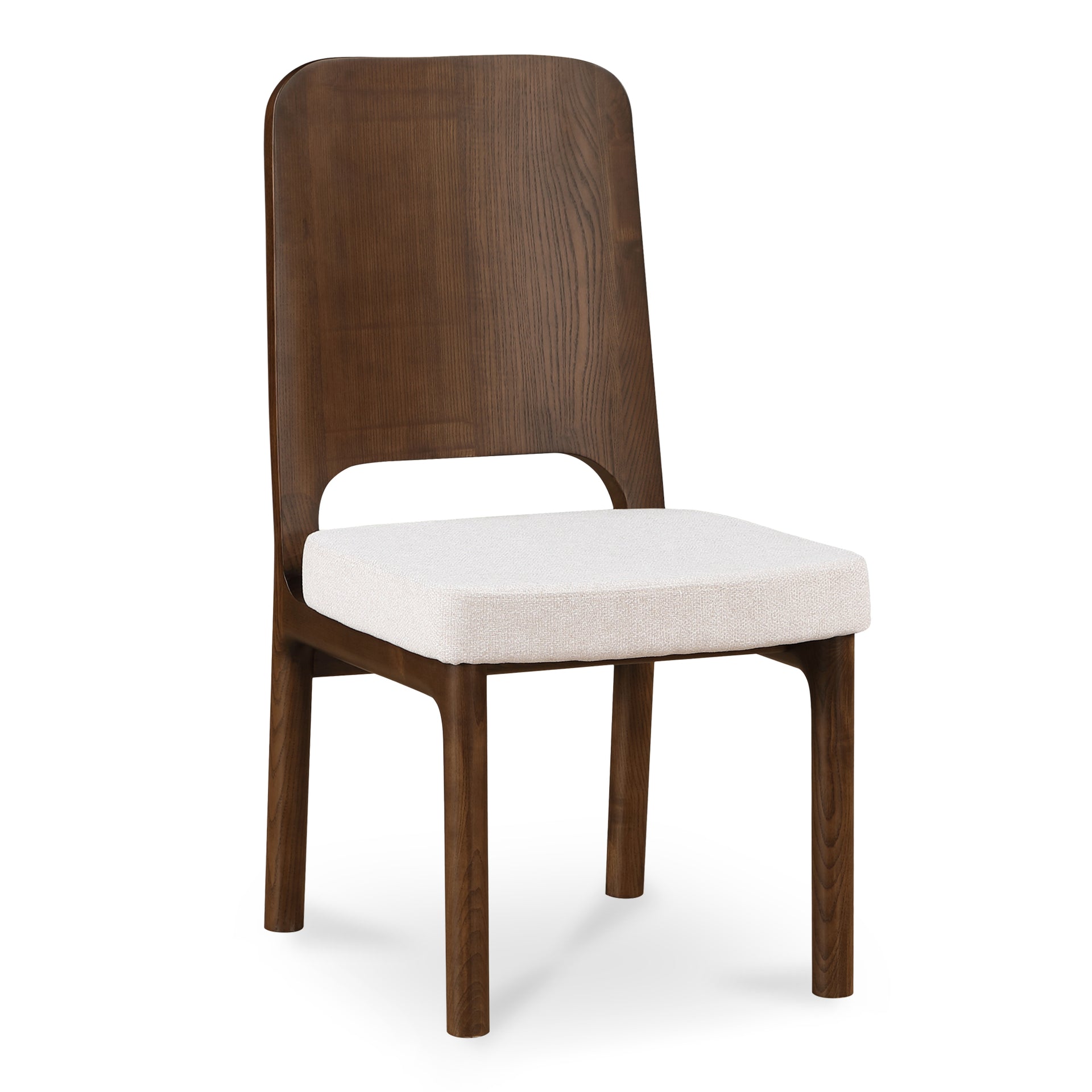 Melisette Dining Chair, Walnut Stained Solid Ash Frame with Beige Performance Fabric Upholstery - Set of 2