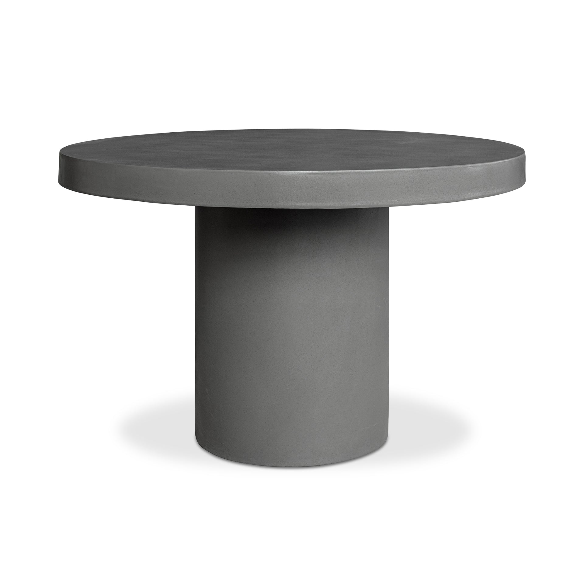Jareth Dining Table for 4, Round Pedestal Design in Fiber-Reinforced Concrete, Indoor/Outdoor Use, Dark Grey