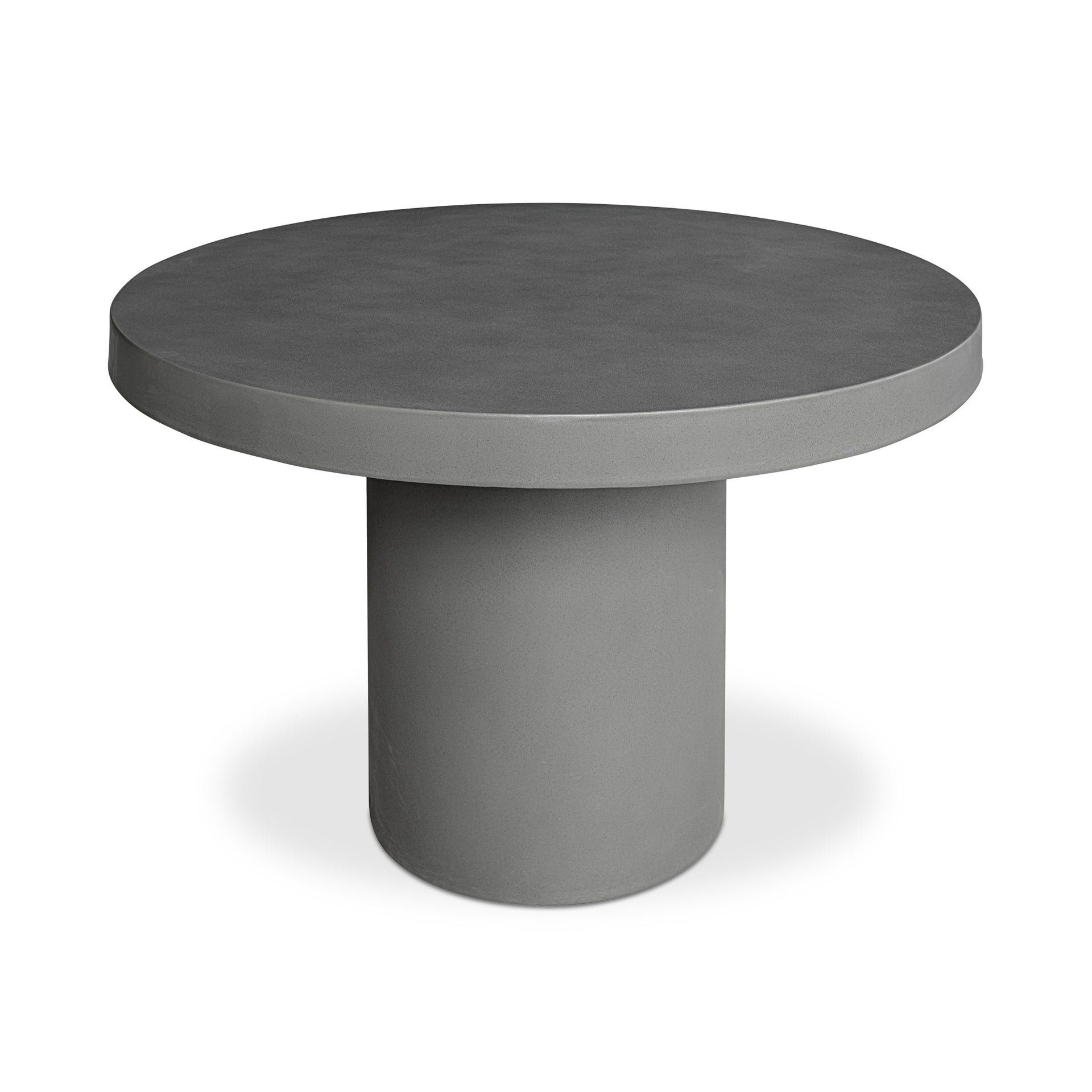 Jareth Dining Table for 4, Round Pedestal Design in Fiber-Reinforced Concrete, Indoor/Outdoor Use, Dark Grey
