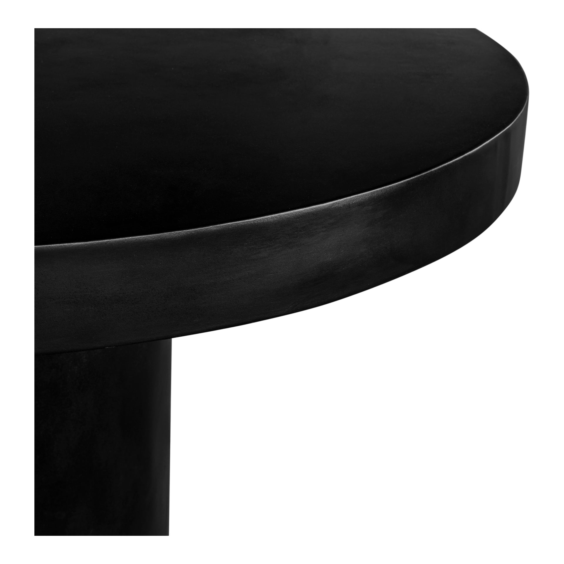 Jareth Dining Table for 4, Round Pedestal Design in Fiber-Reinforced Concrete, Indoor/Outdoor Use, Black