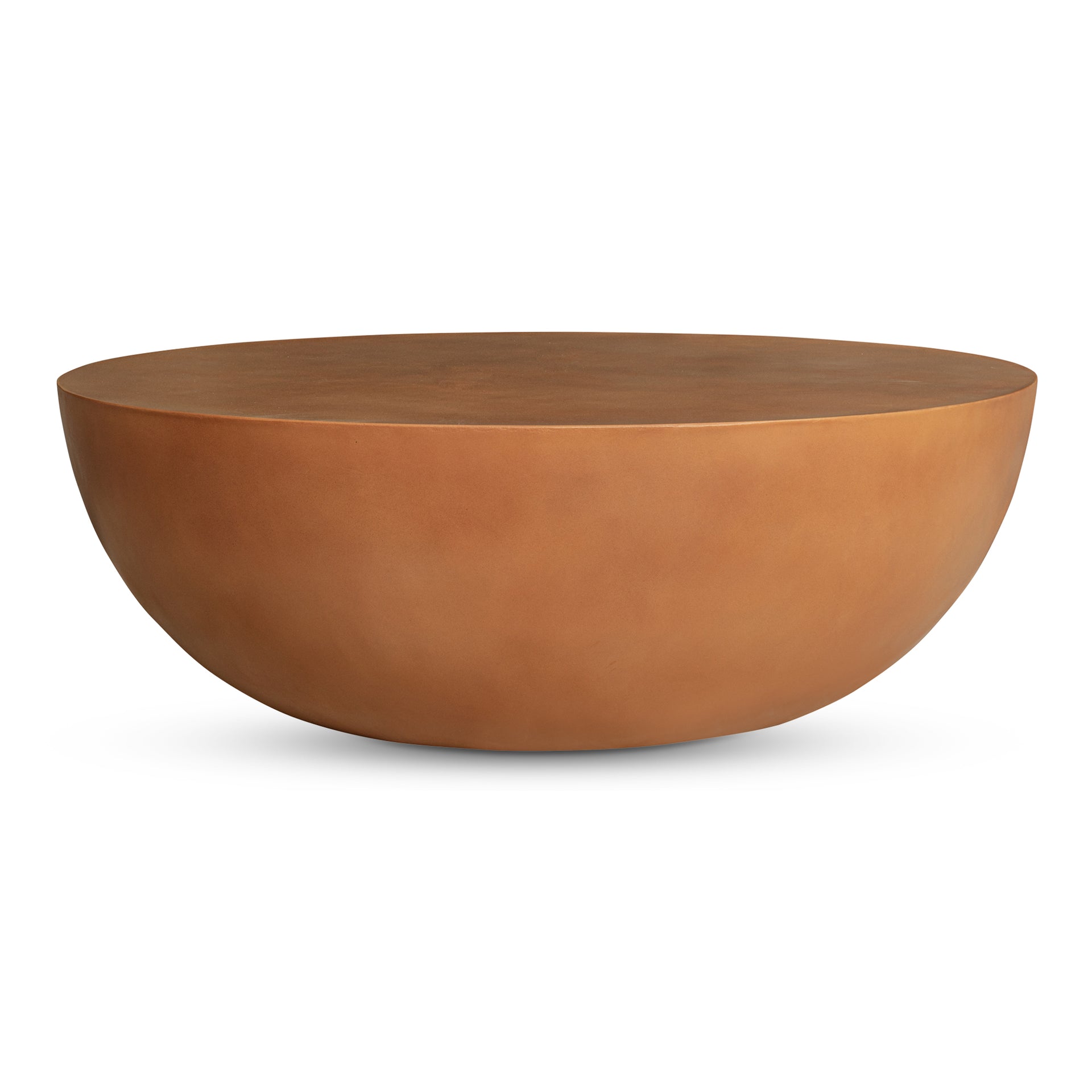 Othric Coffee Table, Contemporary, Fiber Reinforced Natural Concrete, Round Drum Shape, Indoor/Outdoor, Terracotta