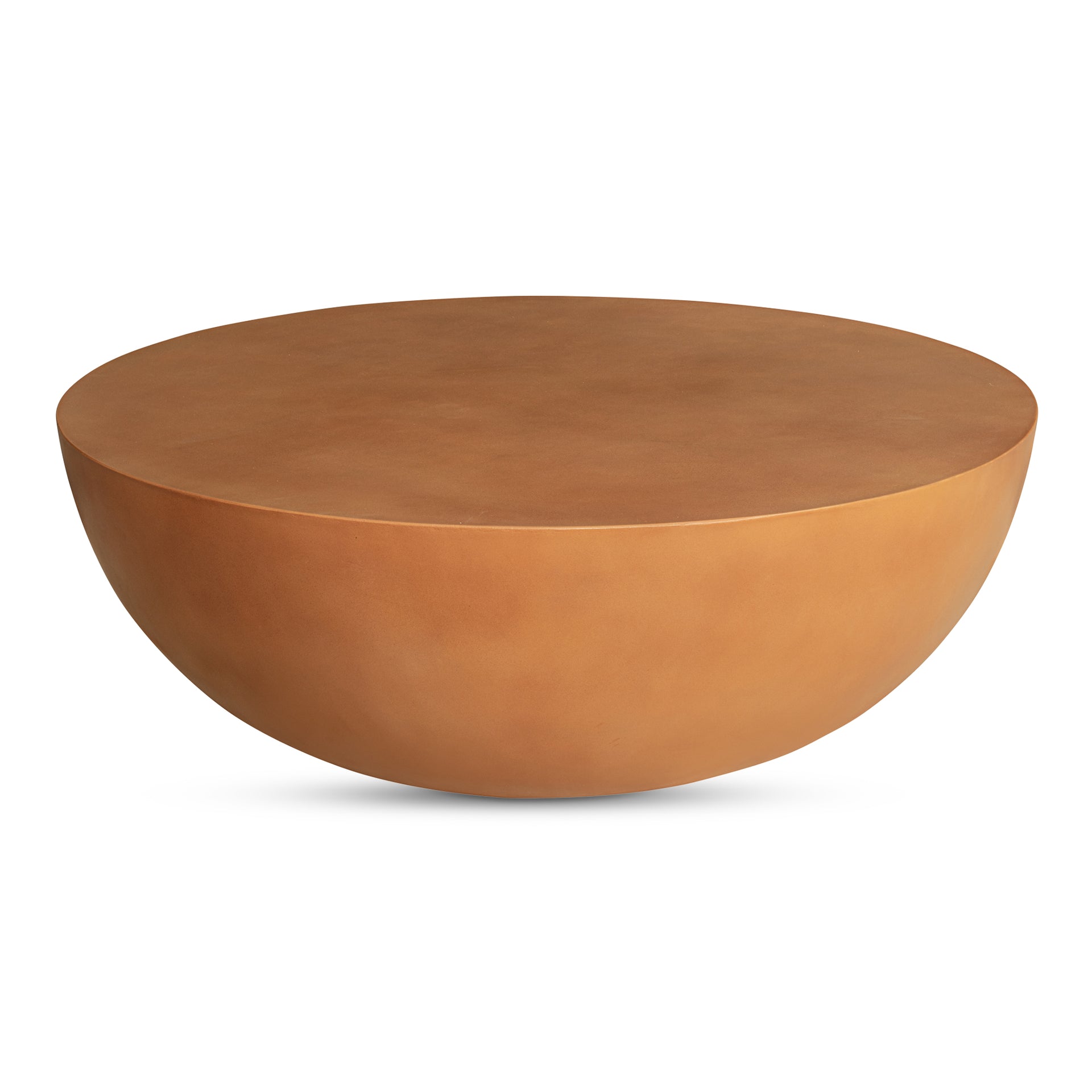 Othric Coffee Table, Contemporary, Fiber Reinforced Natural Concrete, Round Drum Shape, Indoor/Outdoor, Terracotta