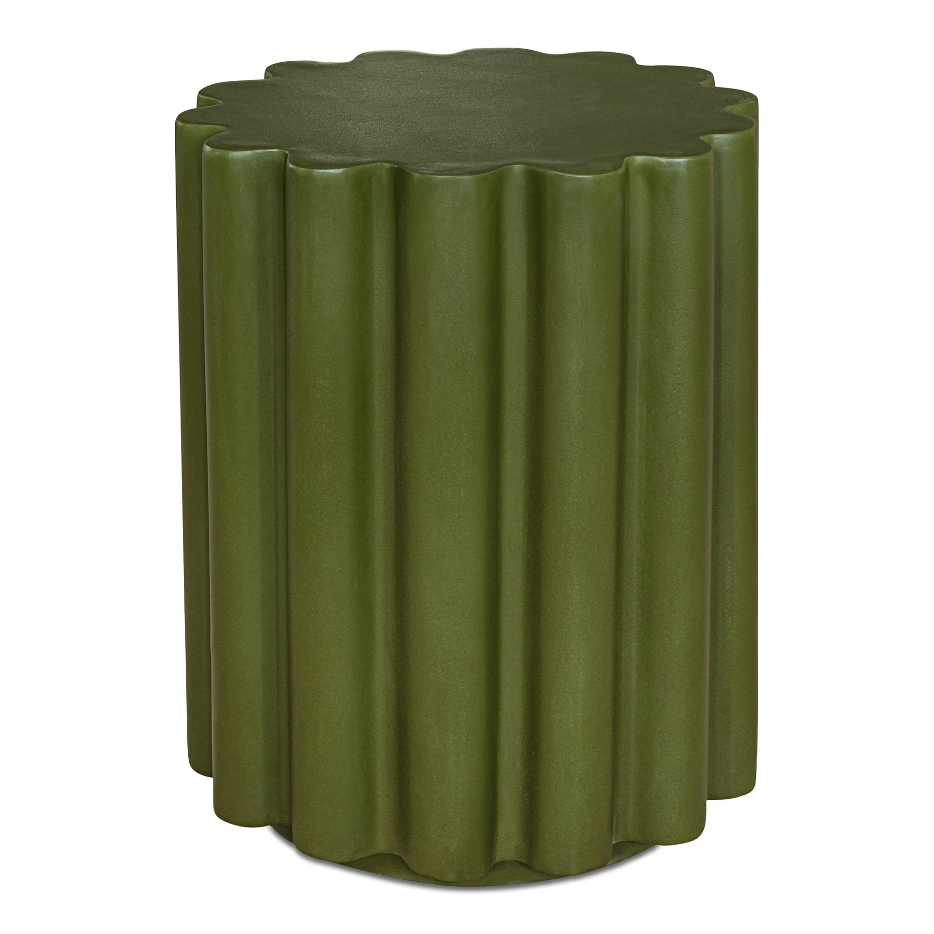 Ivan Accent Table, Round Fibre Reinforced Natural Concrete, Green