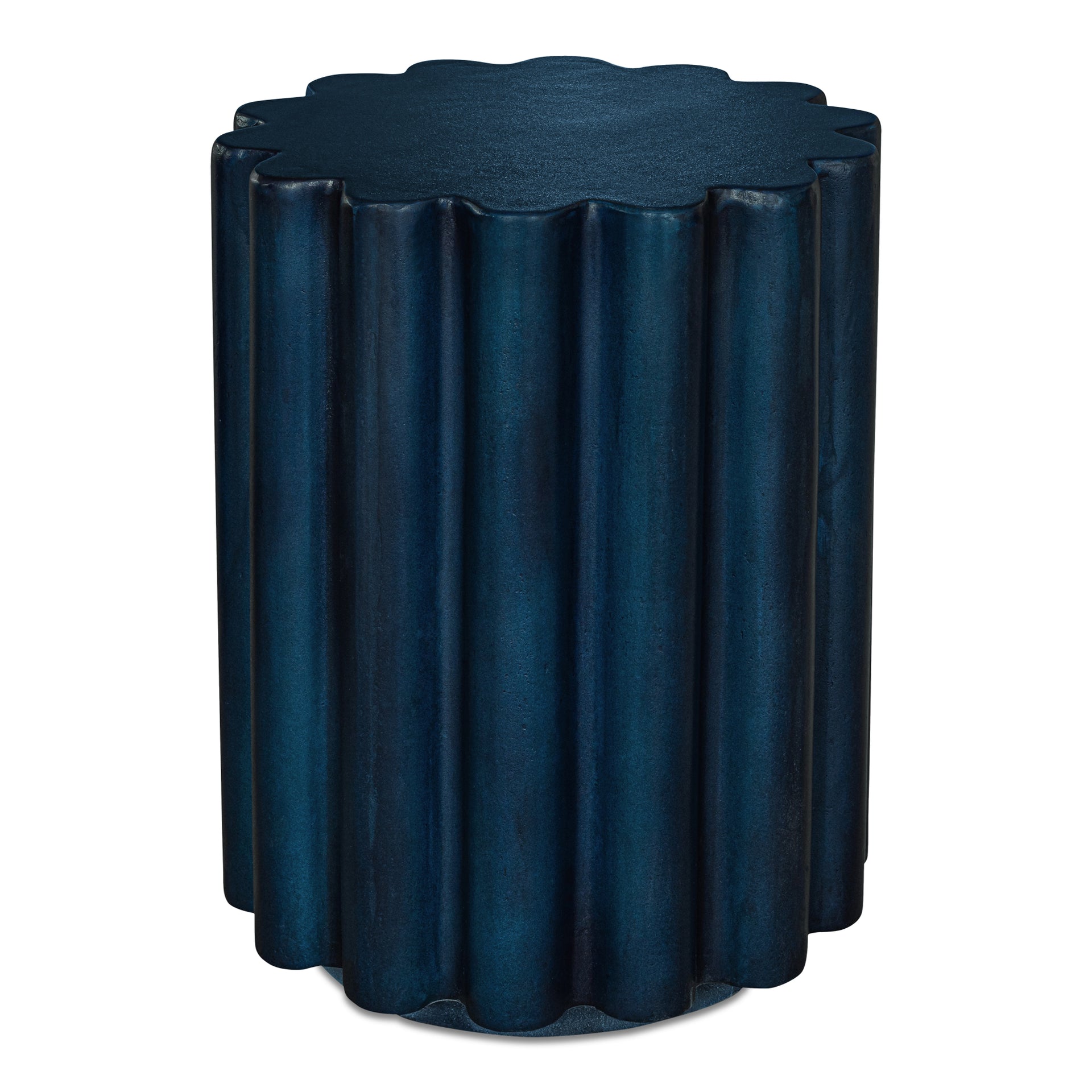 Ivan Accent Table, Round Fibre Reinforced Natural Concrete, Navy Blue