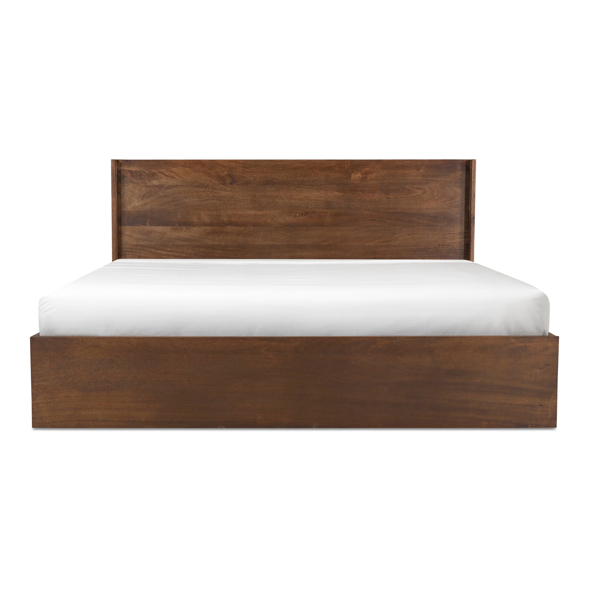 Isaiah, Queen Bed, Solid Mango Wood, Acacia Wood Slats, Dark Brown
