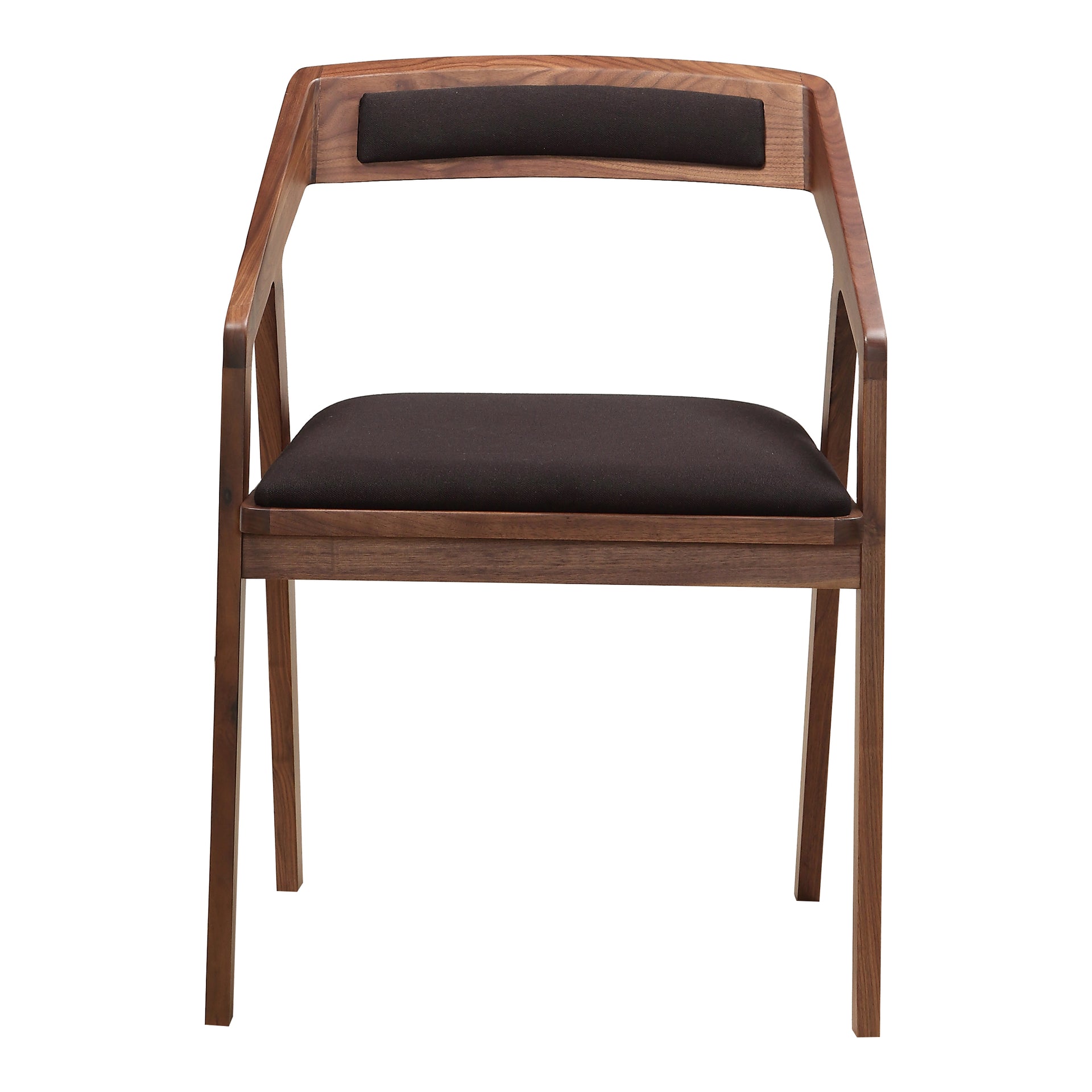 Nia Dining Chair, Viscose Linen Polyester Cotton Upholstery, Solid American Walnut Frame, Brown