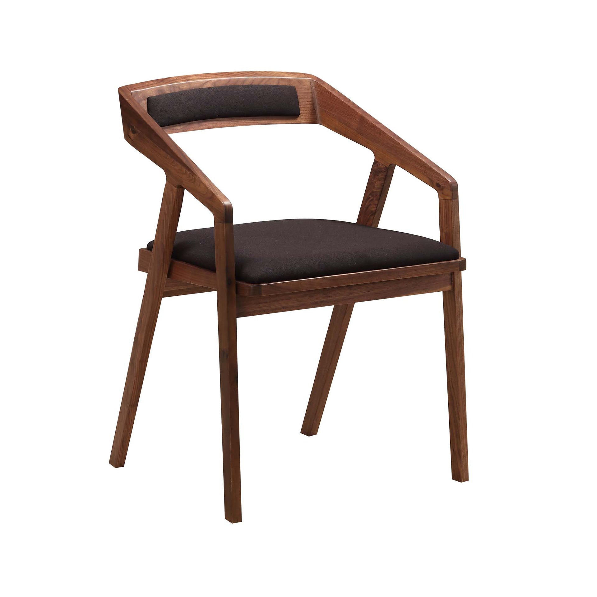 Nia Dining Chair, Viscose Linen Polyester Cotton Upholstery, Solid American Walnut Frame, Brown