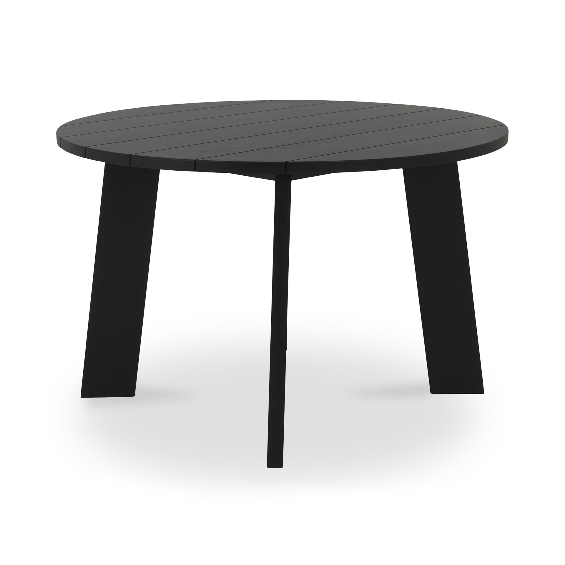 Anea Outdoor Dining Table, Solid Teak, Black Finish, Round, Seats 4