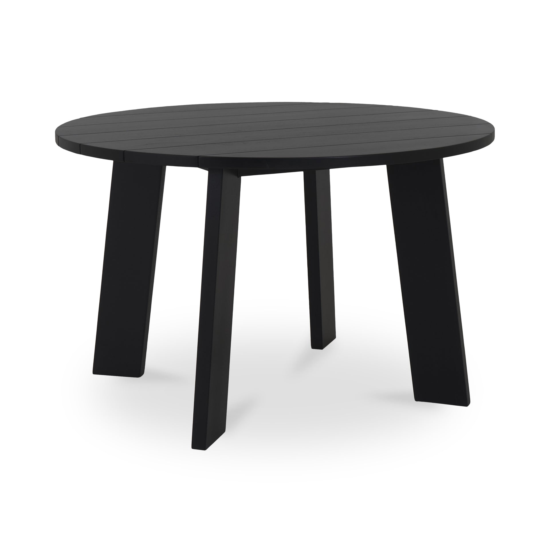 Anea Outdoor Dining Table, Solid Teak, Black Finish, Round, Seats 4