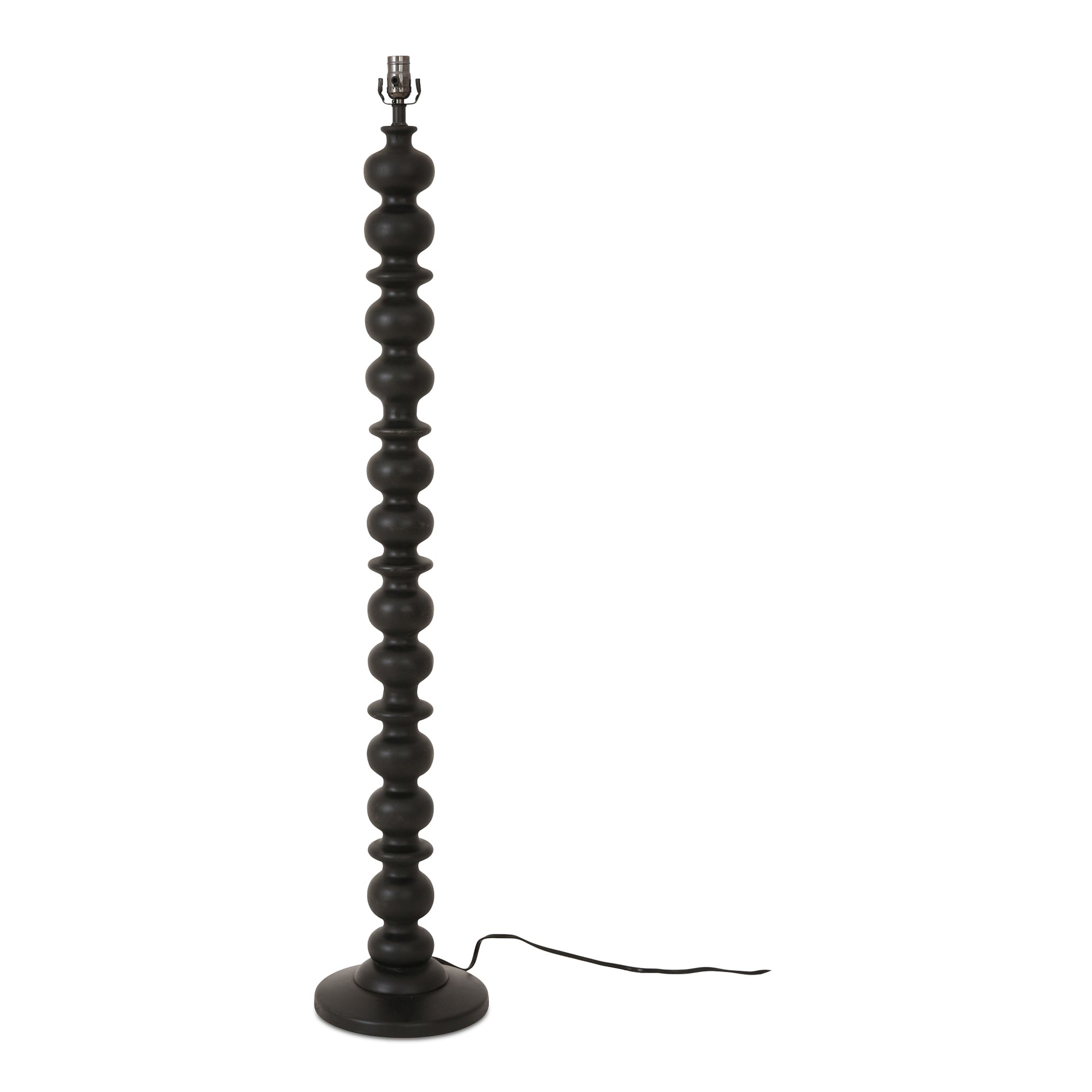 Stefani, Floor Lamp, Rustic Mango Wood Base with Textured Cotton Shade, Black