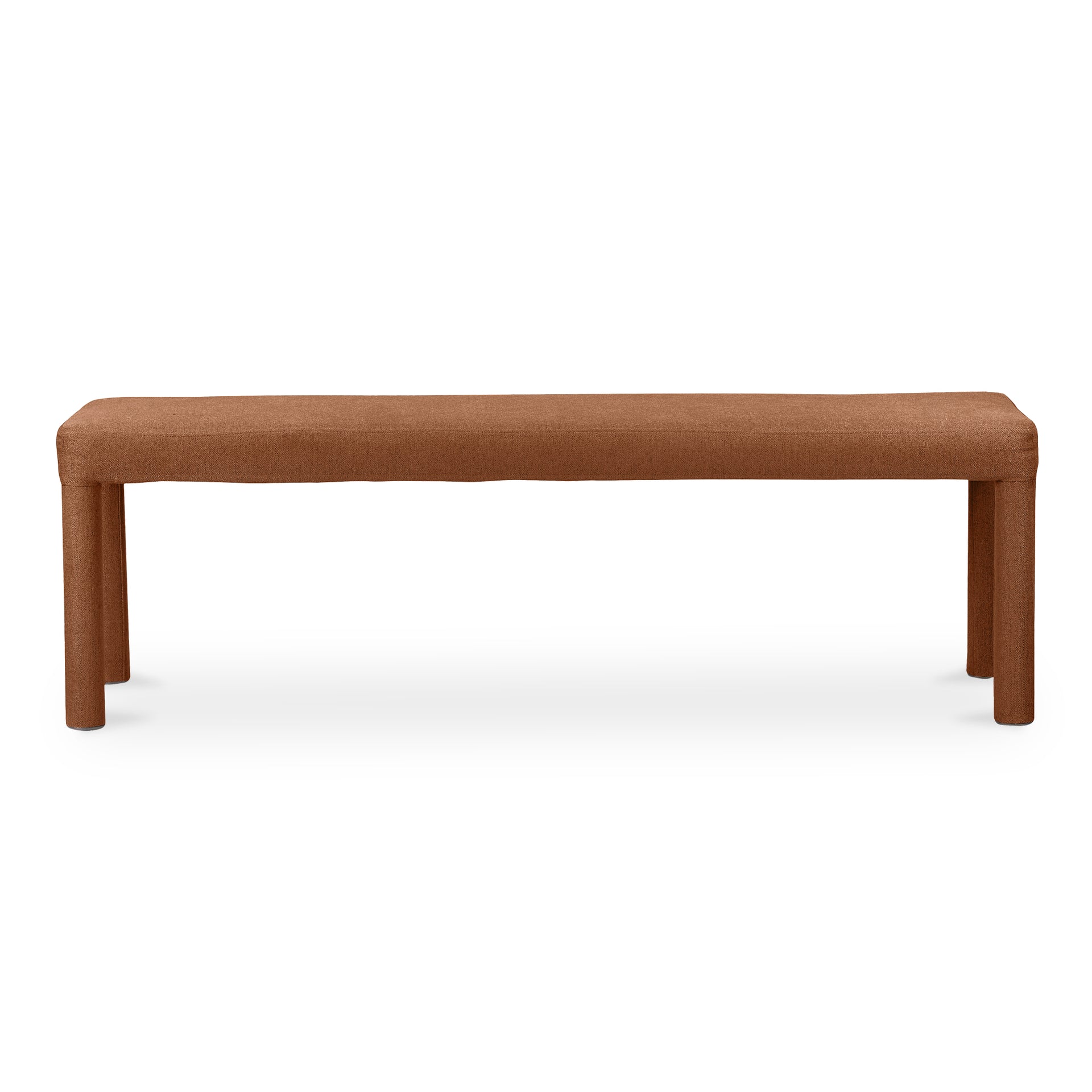 Seraphine Dining Bench, Upholstered Rust Polyester with Iron Frame, Seats 3, Orange