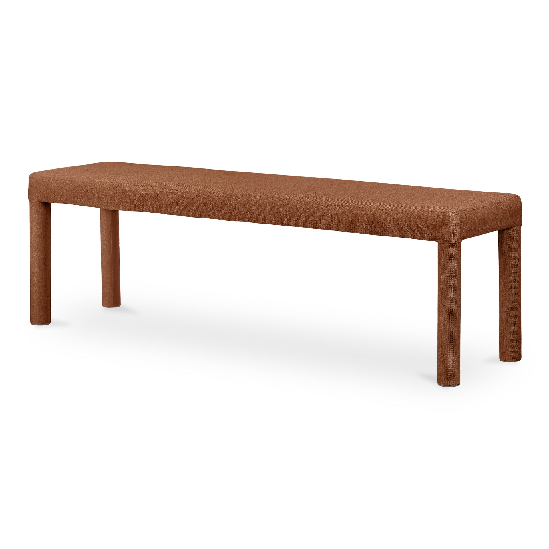 Seraphine Dining Bench, Upholstered Rust Polyester with Iron Frame, Seats 3, Orange