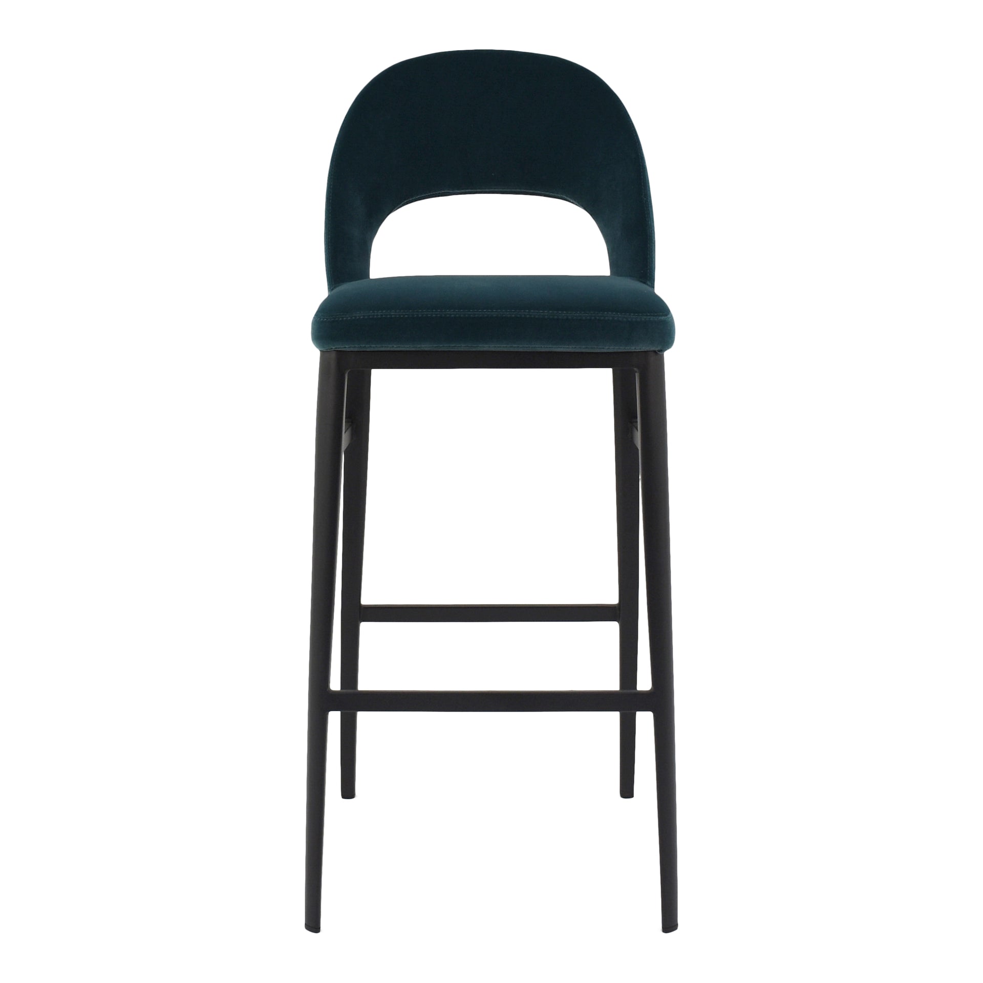 Xavi, Barstool Art Deco Polyester Upholstery with Sleek Steel Legs, Teal