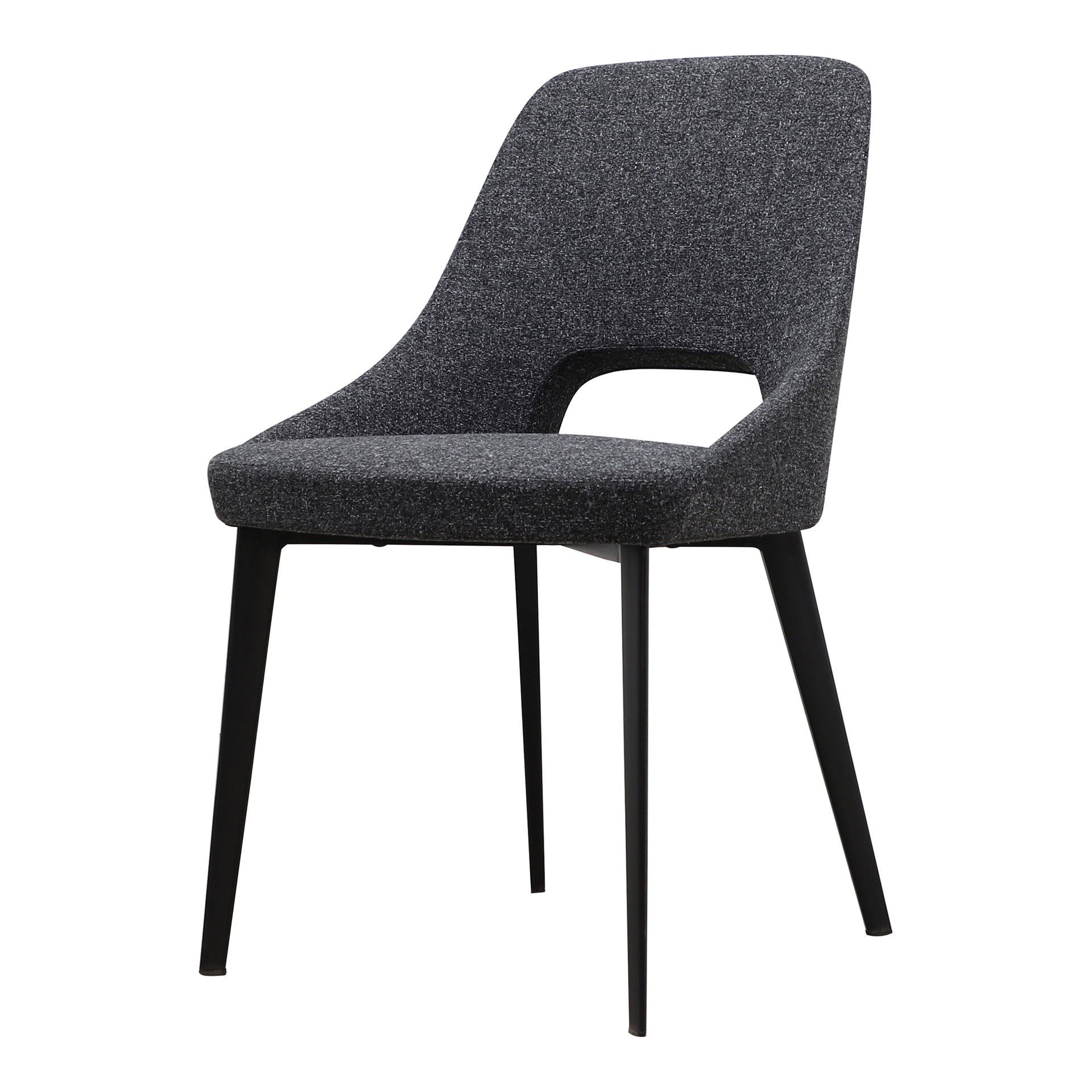 Zephyr Dining Chair, Molded Foam Seat, Steel Legs, Dark Grey Upholstery