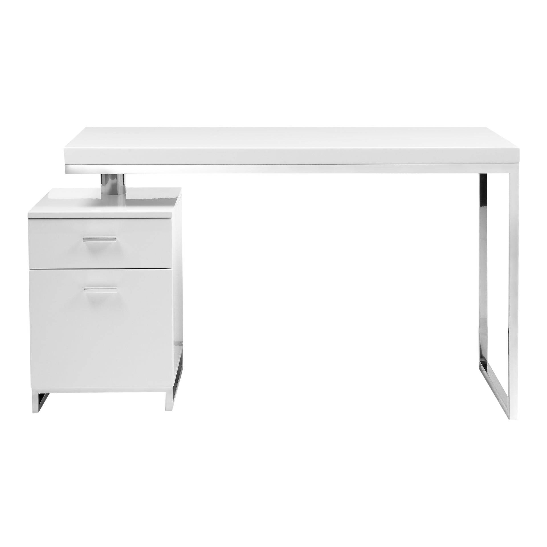 Elysia - Lacquered MDF with Brushed Stainless Steel Frame Desk in White
