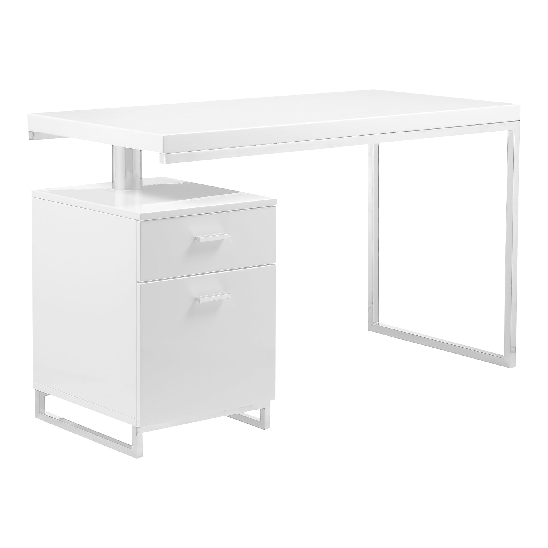 Elysia - Lacquered MDF with Brushed Stainless Steel Frame Desk in White