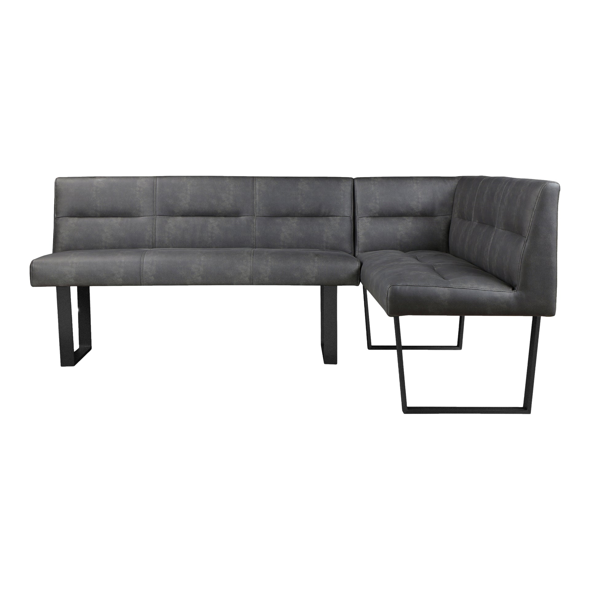 Drew Bench, Rectangular with Powder-Coated Iron Legs and Polyester Upholstery, Dark Grey