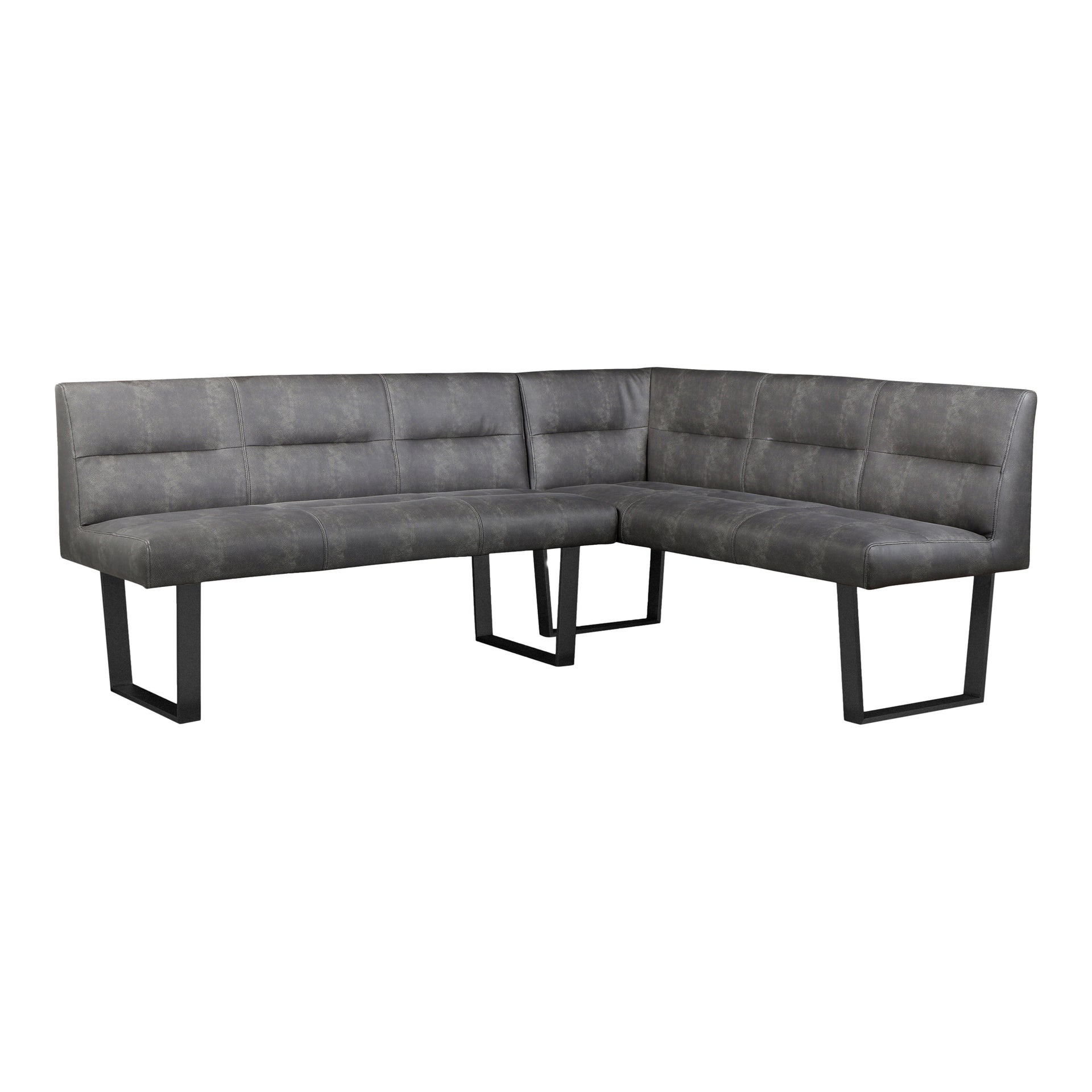 Drew Bench, Rectangular with Powder-Coated Iron Legs and Polyester Upholstery, Dark Grey