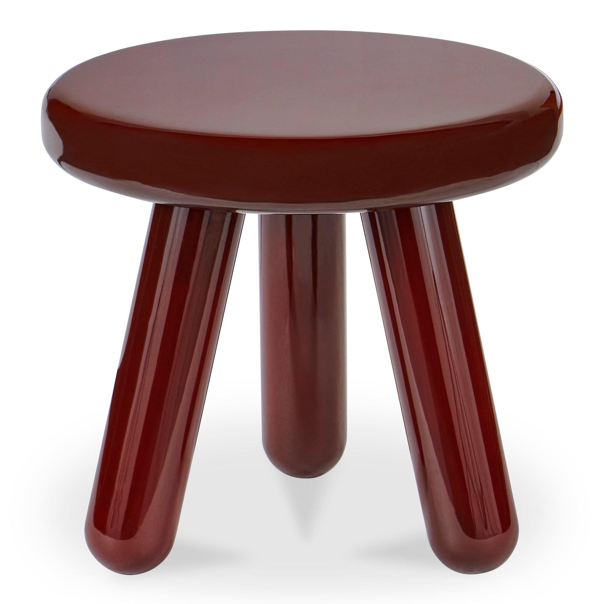 Lavinia Accent Table, High-Gloss Deep Red Lacquer, Rubber Wood Base