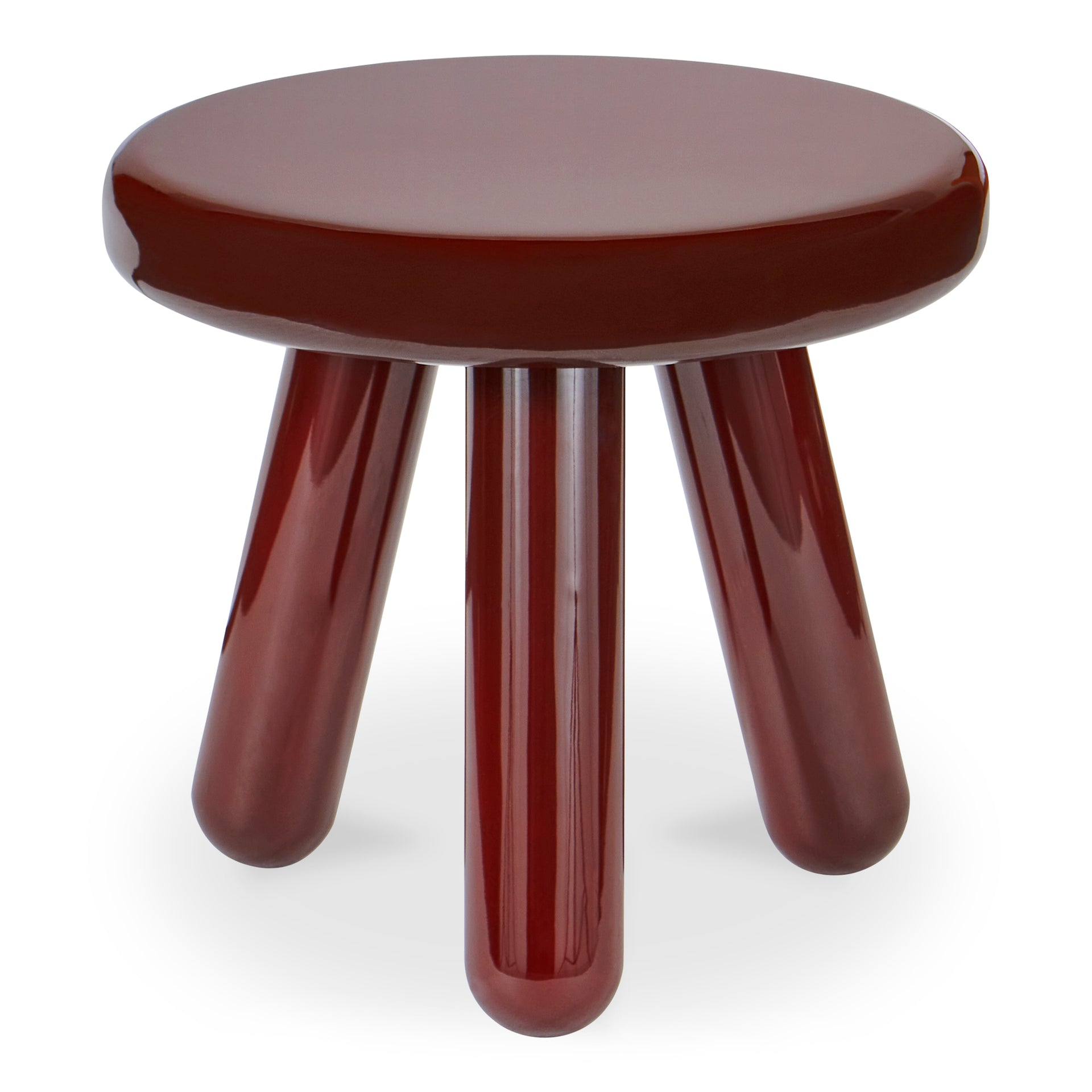 Lavinia Accent Table, High-Gloss Deep Red Lacquer, Rubber Wood Base