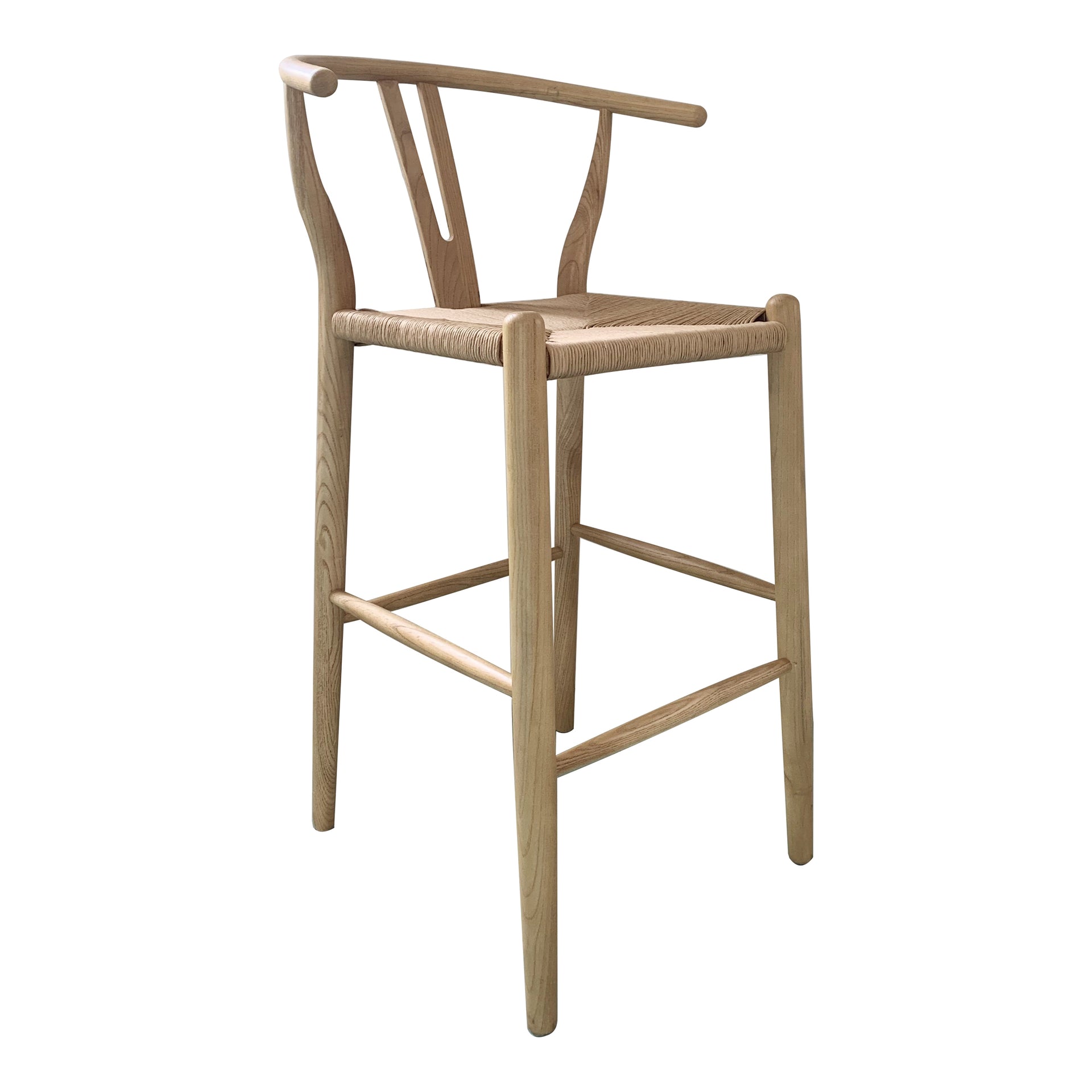 Hayden Counter Stool, Solid Elm Frame with Woven Natural-Fibre Rope Seat, Natural Finish