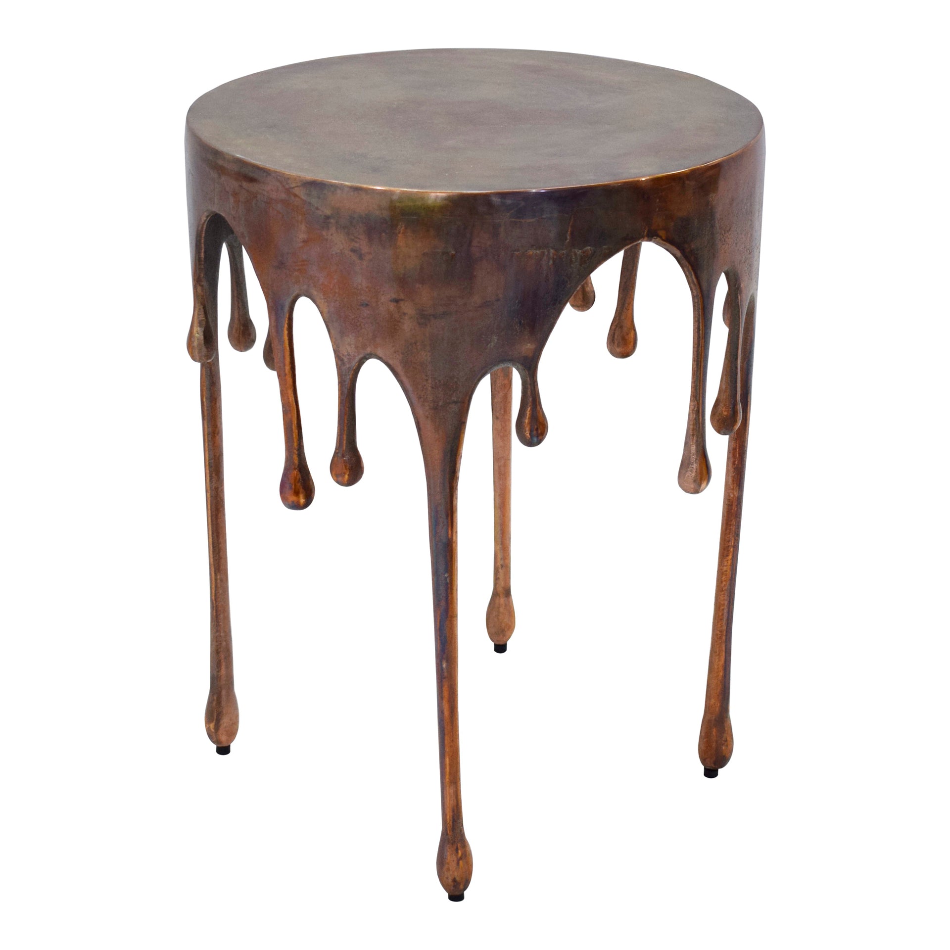 Juniper Accent Table, Solid Metal, Industrial Unconventional Design, Antique Copper