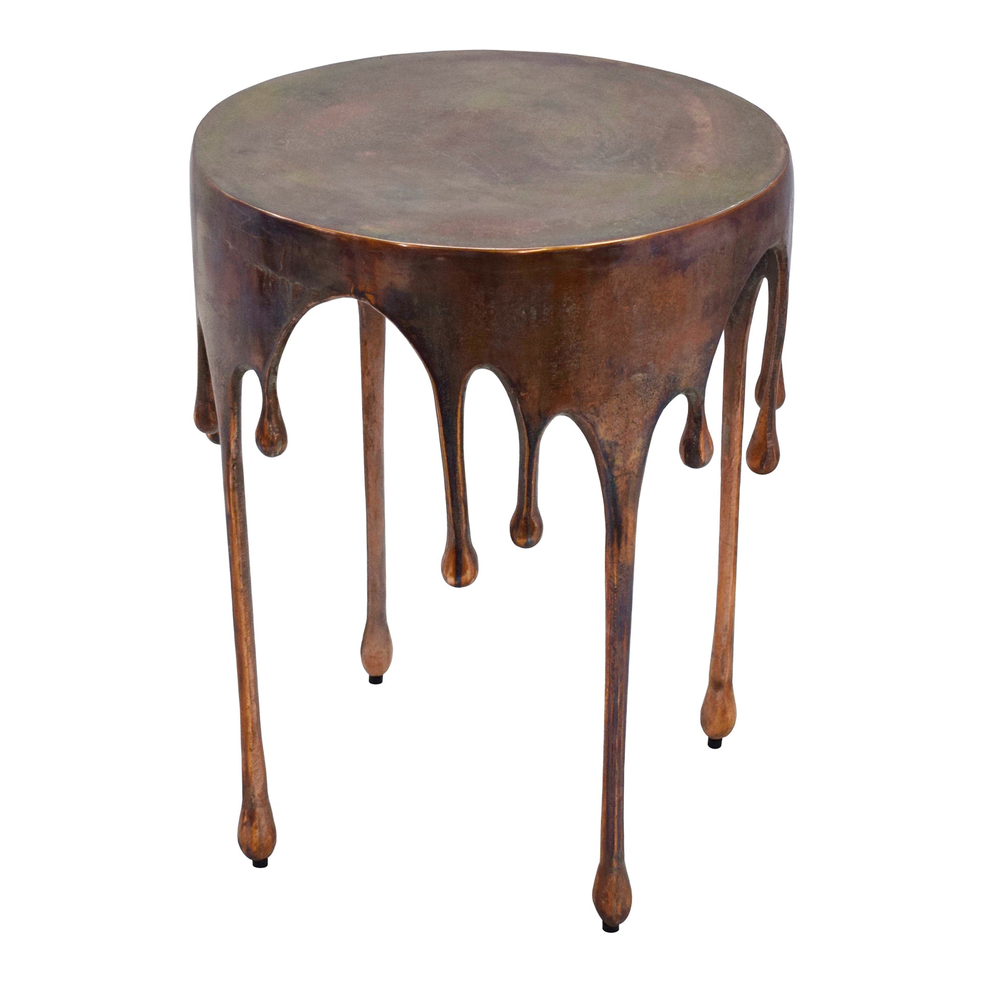 Juniper Accent Table, Solid Metal, Industrial Unconventional Design, Antique Copper
