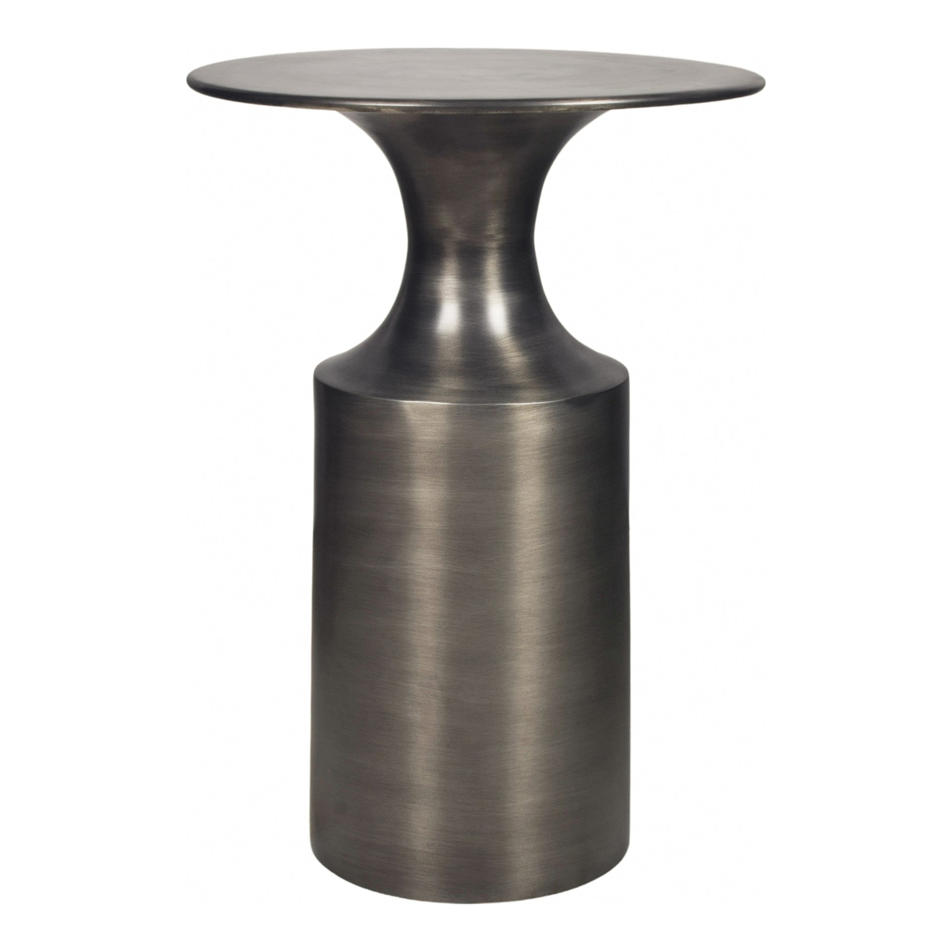Dorian Accent Table, Round Aluminum with Polished Semi-Gloss Finish, Zinc