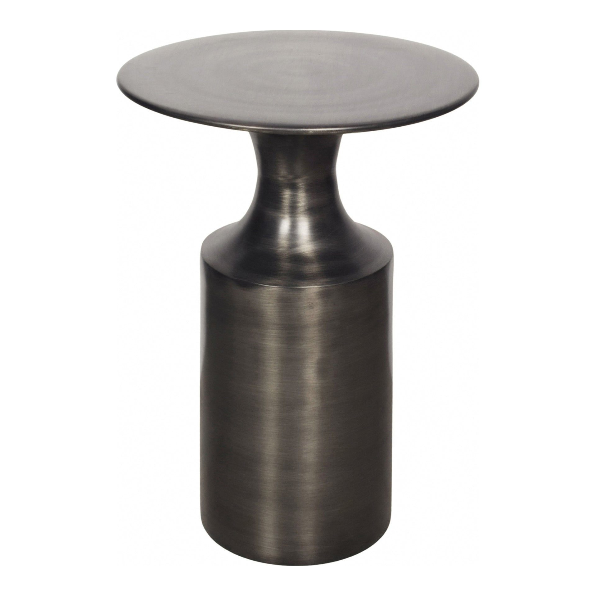 Dorian Accent Table, Round Aluminum with Polished Semi-Gloss Finish, Zinc