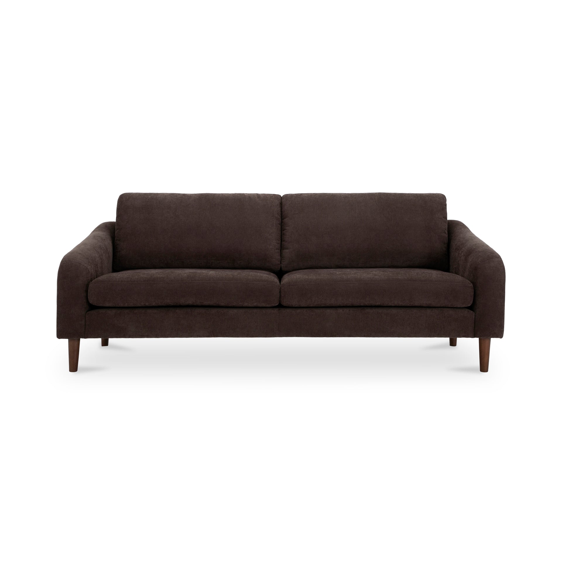 Drew, Sofa, Recycled Polyester Upholstery, Rubberwood Legs, Dark Brown, 3 Seater