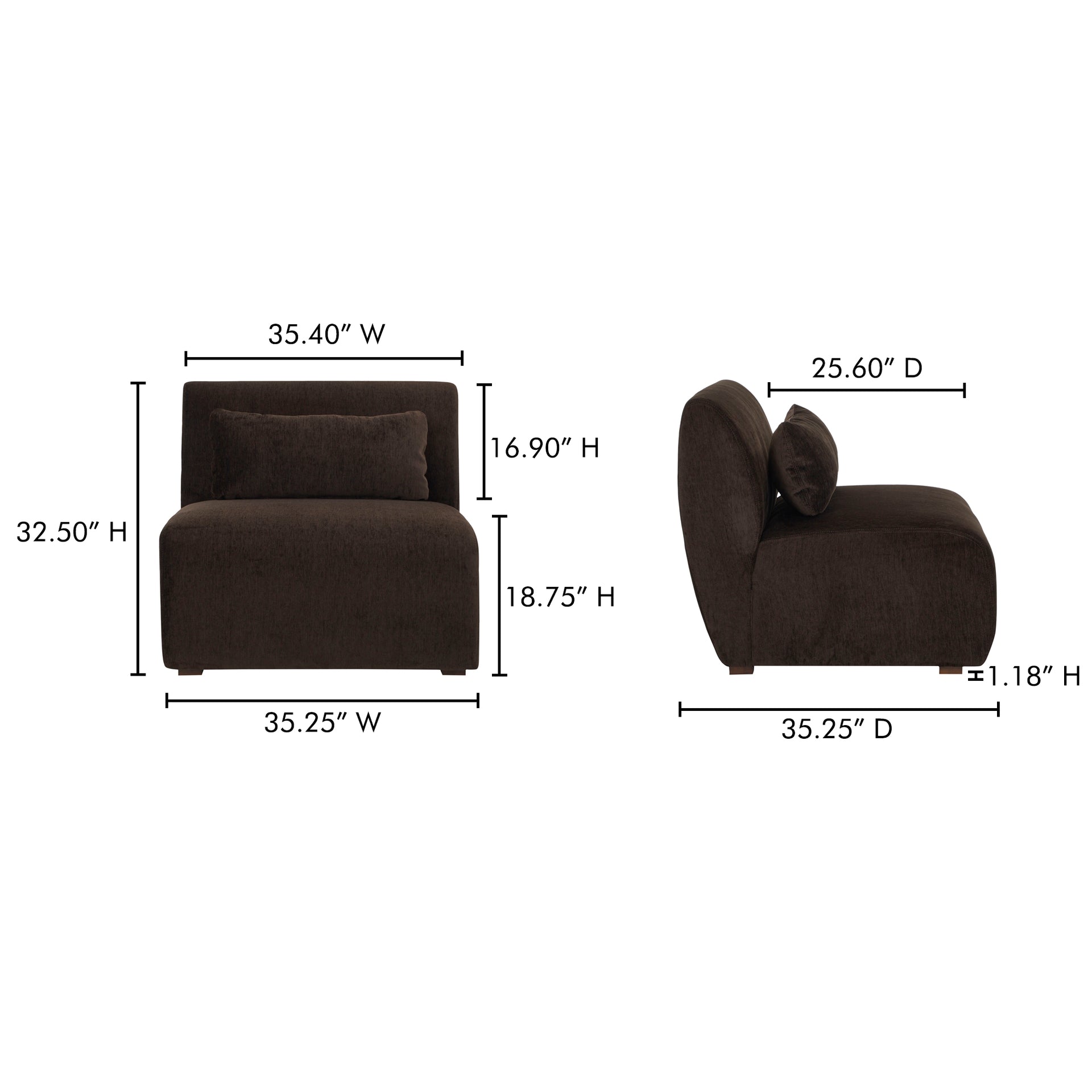 Emery Slipper Chair, Single-Seater, Contemporary Design, Espresso Brown Upholstery