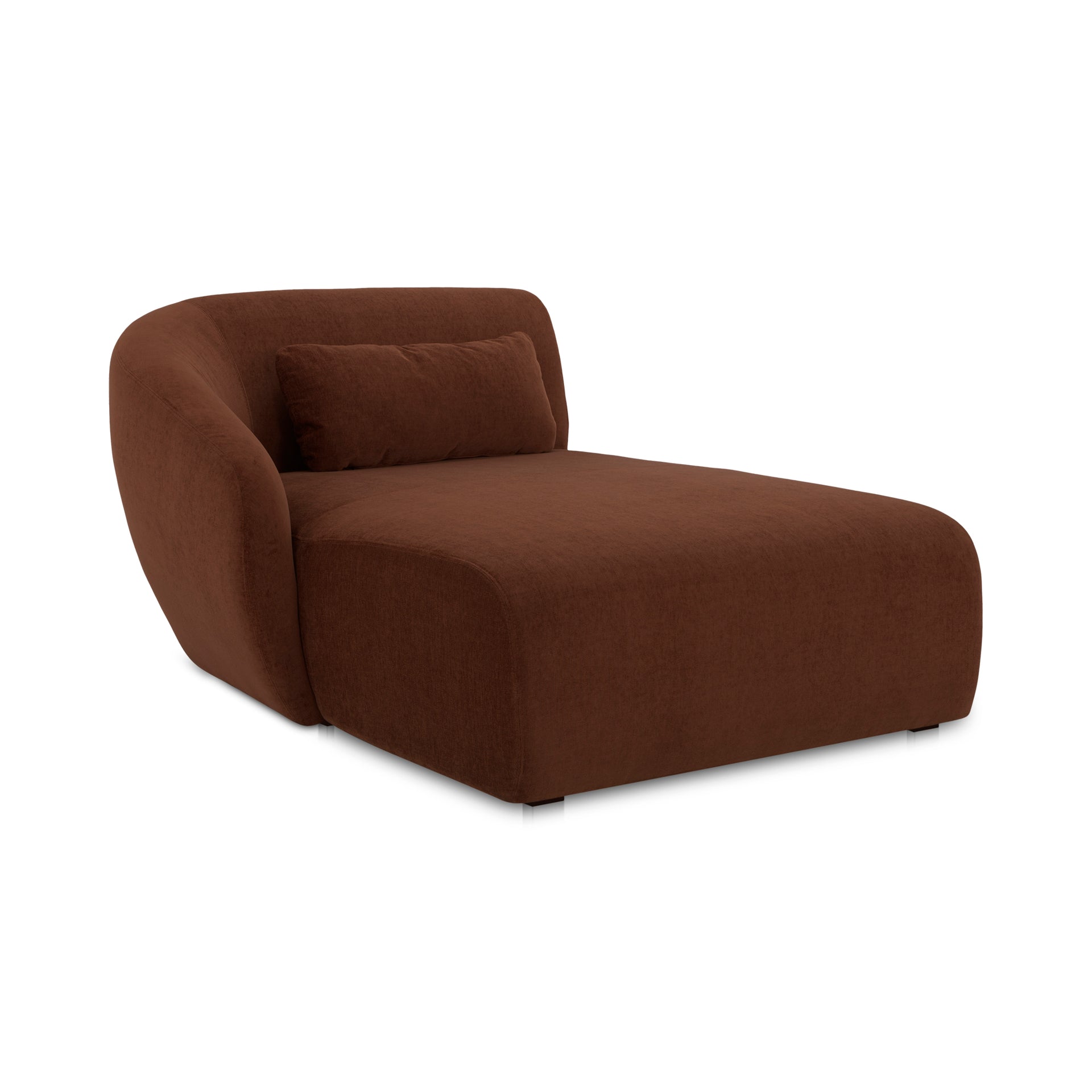 Emery Left Arm-Facing Chaise, Contemporary Design, Chestnut Brown Upholstery