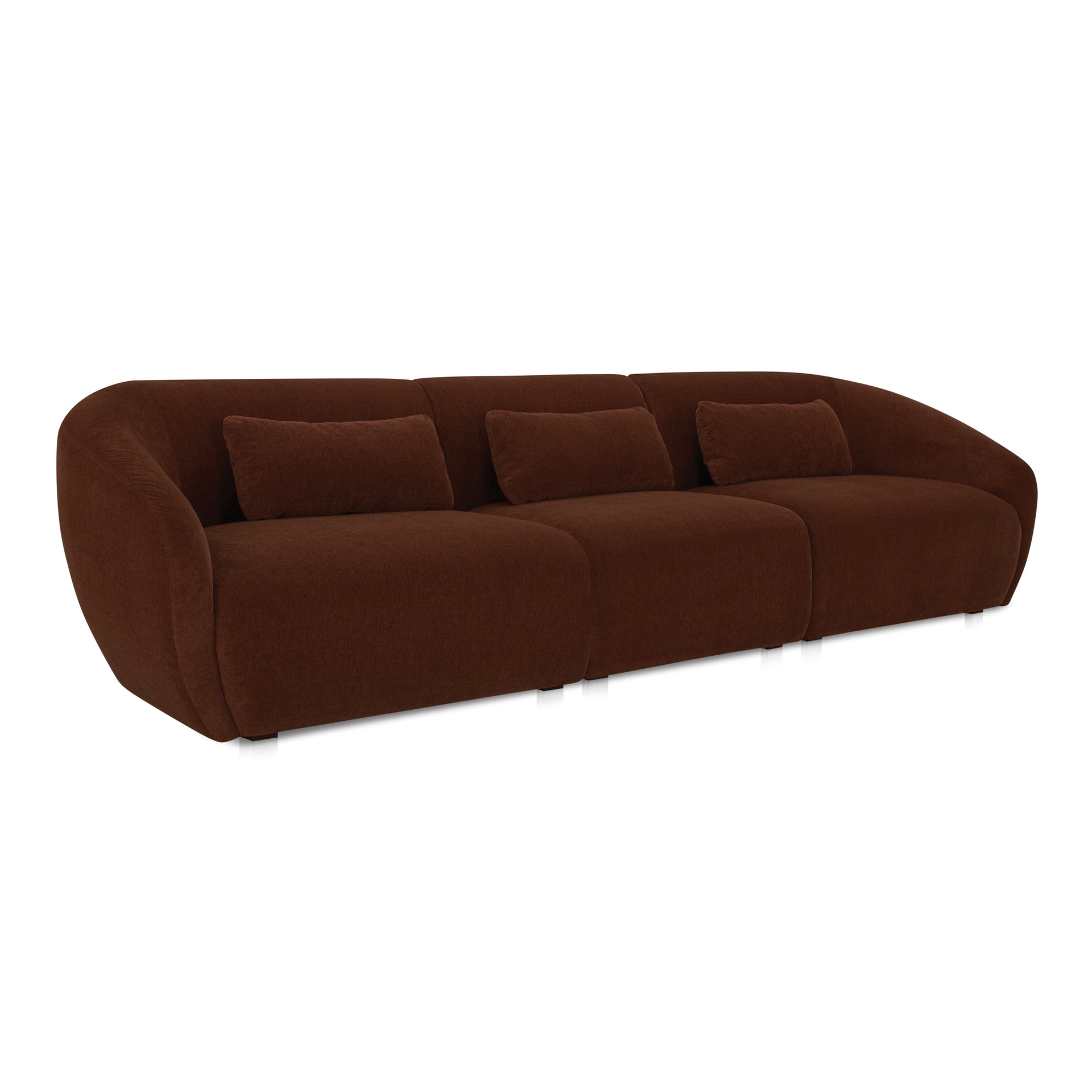 Emery Modular Sofa, 3-Seater, Contemporary Design, Chestnut Brown Upholstery
