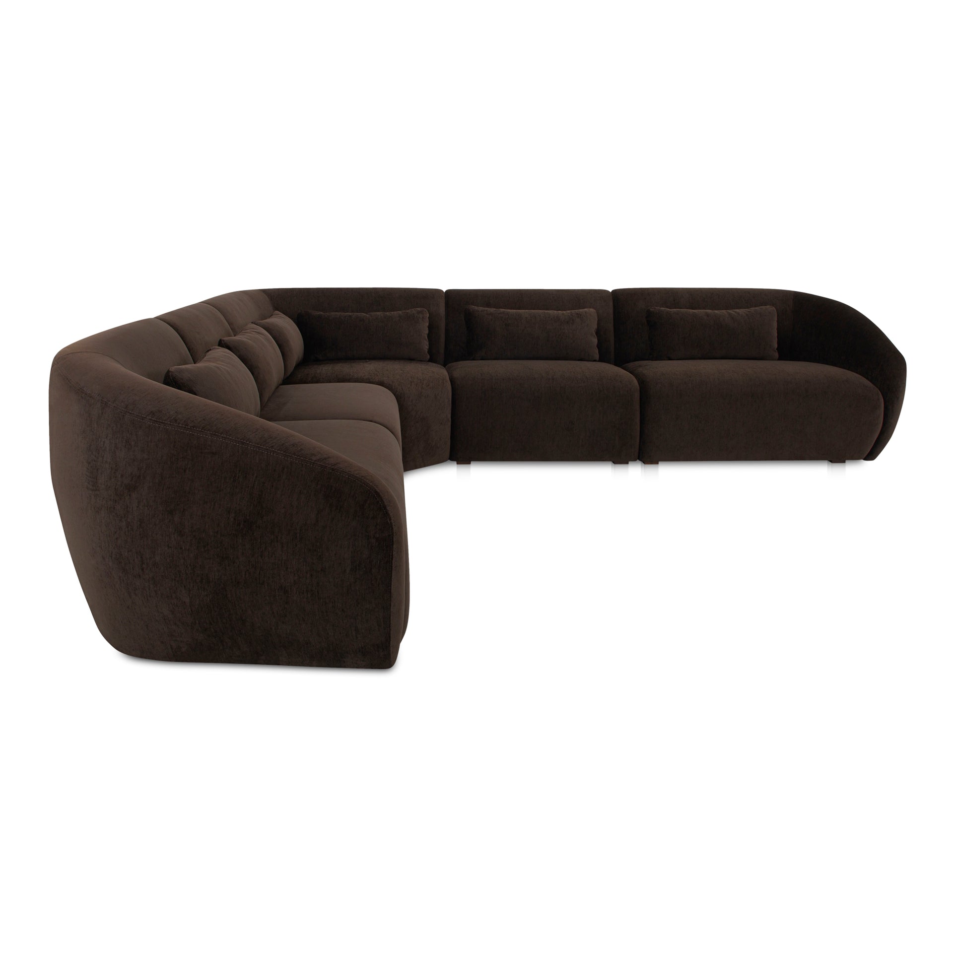 Emery Classic L Modular Sectional, 5-Seater, Contemporary Design, Espresso Brown Upholstery