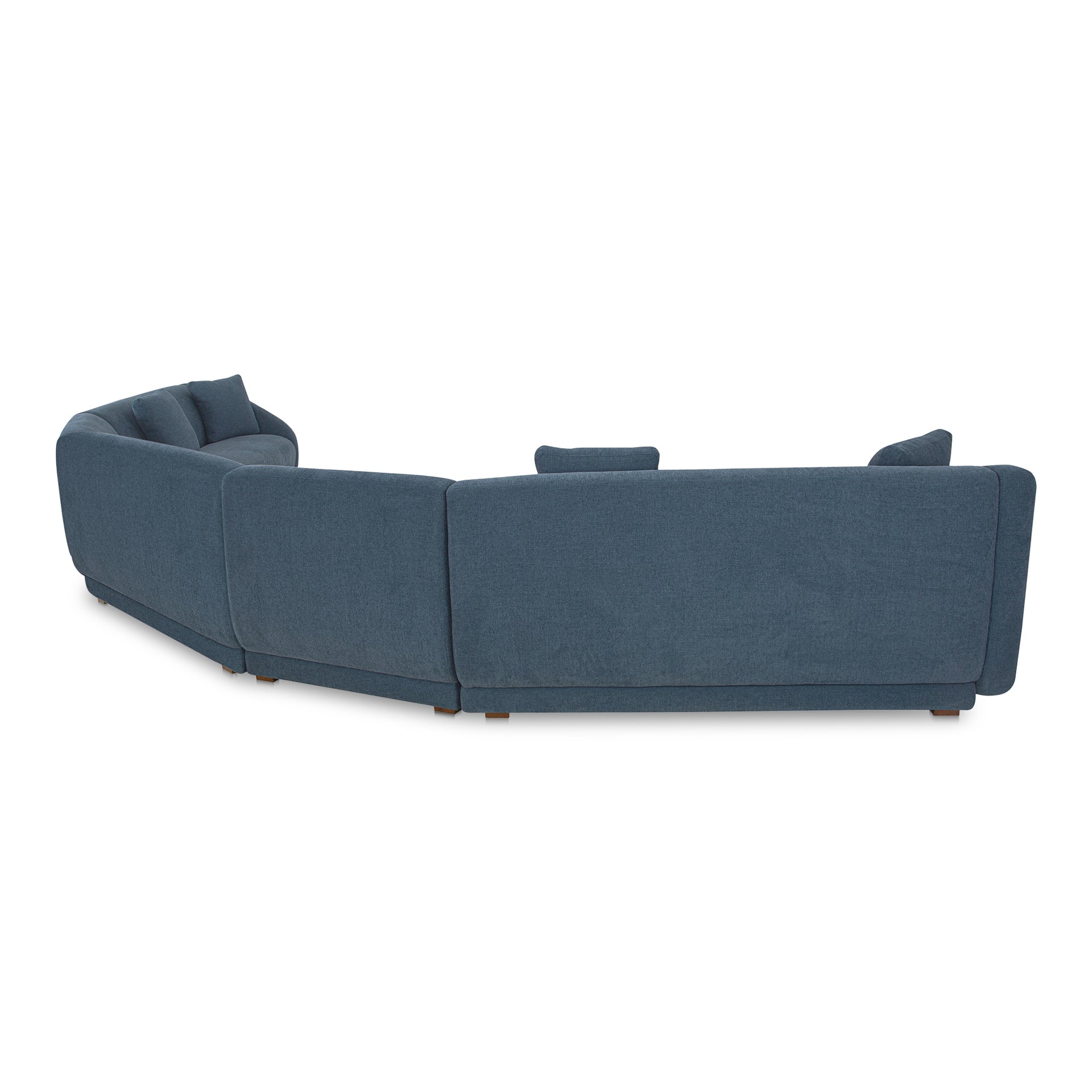 Solace 5 Piece Modular Sectional, Angled Sides, Sloped Arms, Deep Foam & Fiber Cushioning, Plinth Base, Four Toss Cushions, Deep Blue