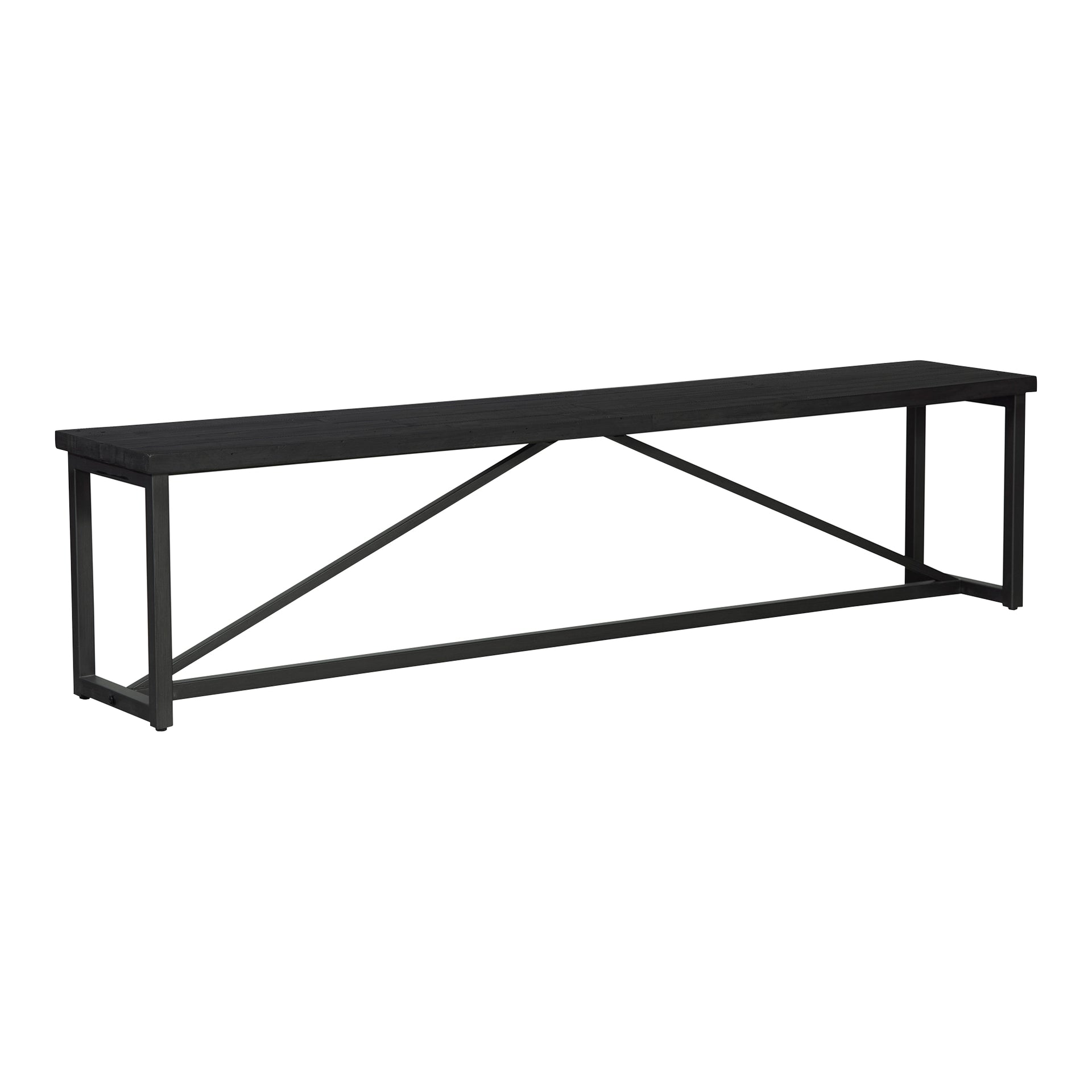 Camille, Bench Reclaimed Pine Top with Stainless Steel Base, Black- Seats 3
