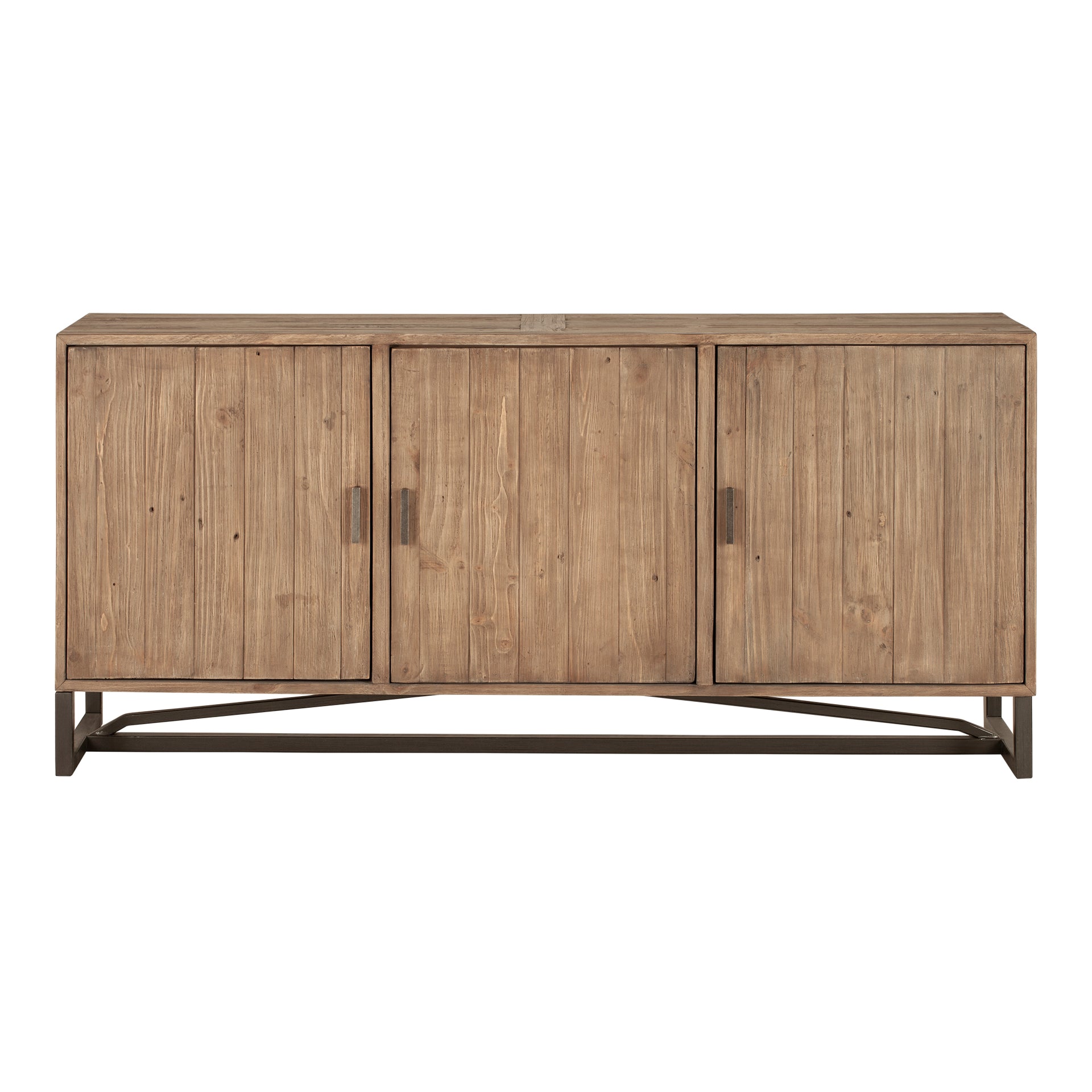 Camille Sideboard, Solid Reclaimed Pine with Stainless Steel Base, Natural Finish