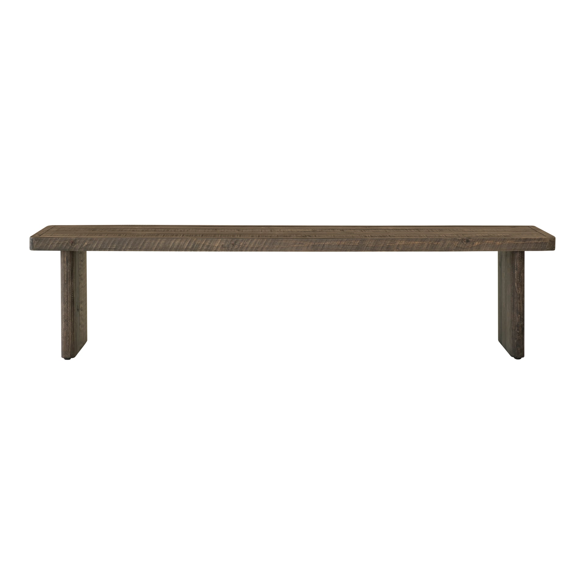 Brannon Bench, Rectangular Solid Pine with Matte Driftwood Finish, Seats 3 or More, Light Grey