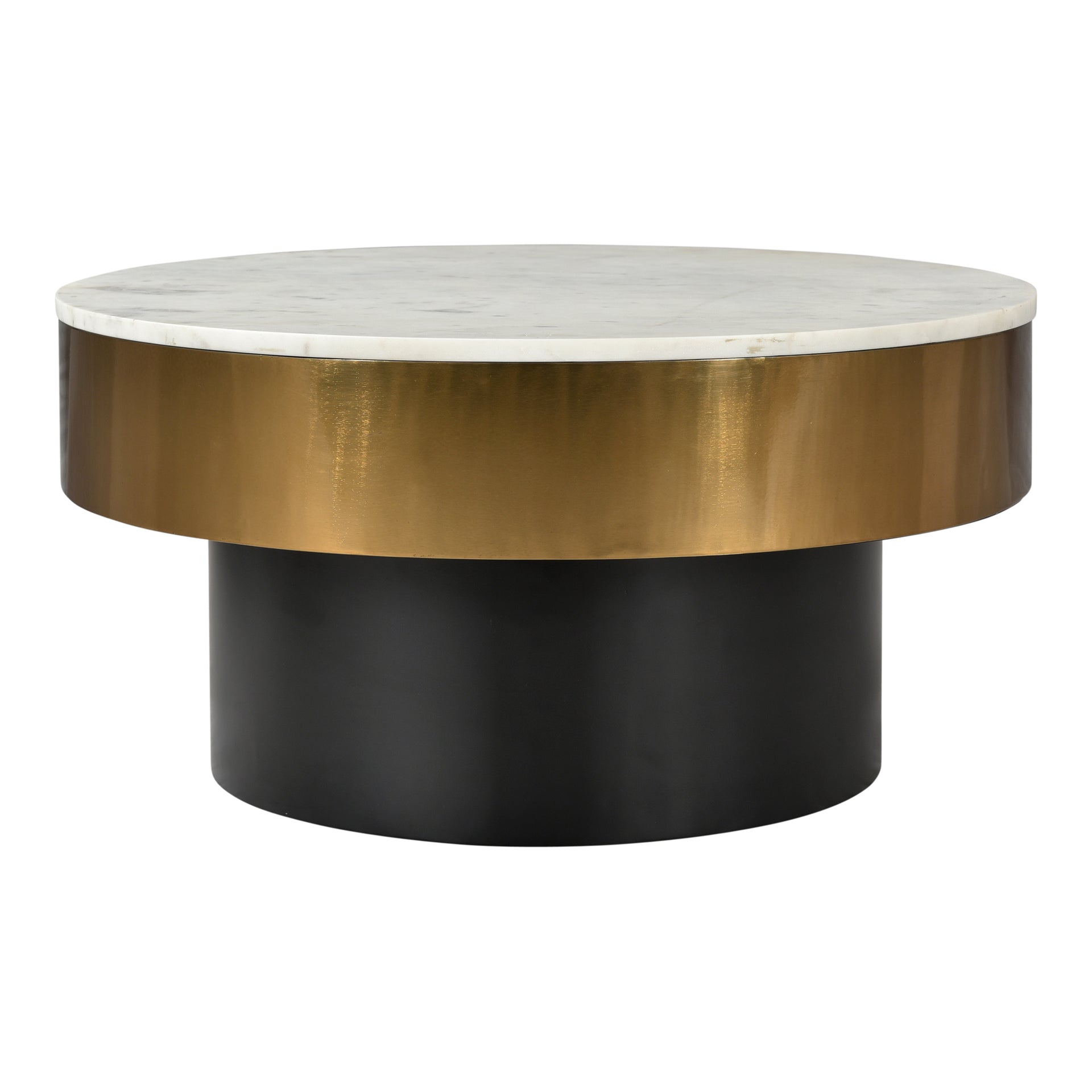 Koa – Round Marble Top with Brass Rim Coffee Table, White