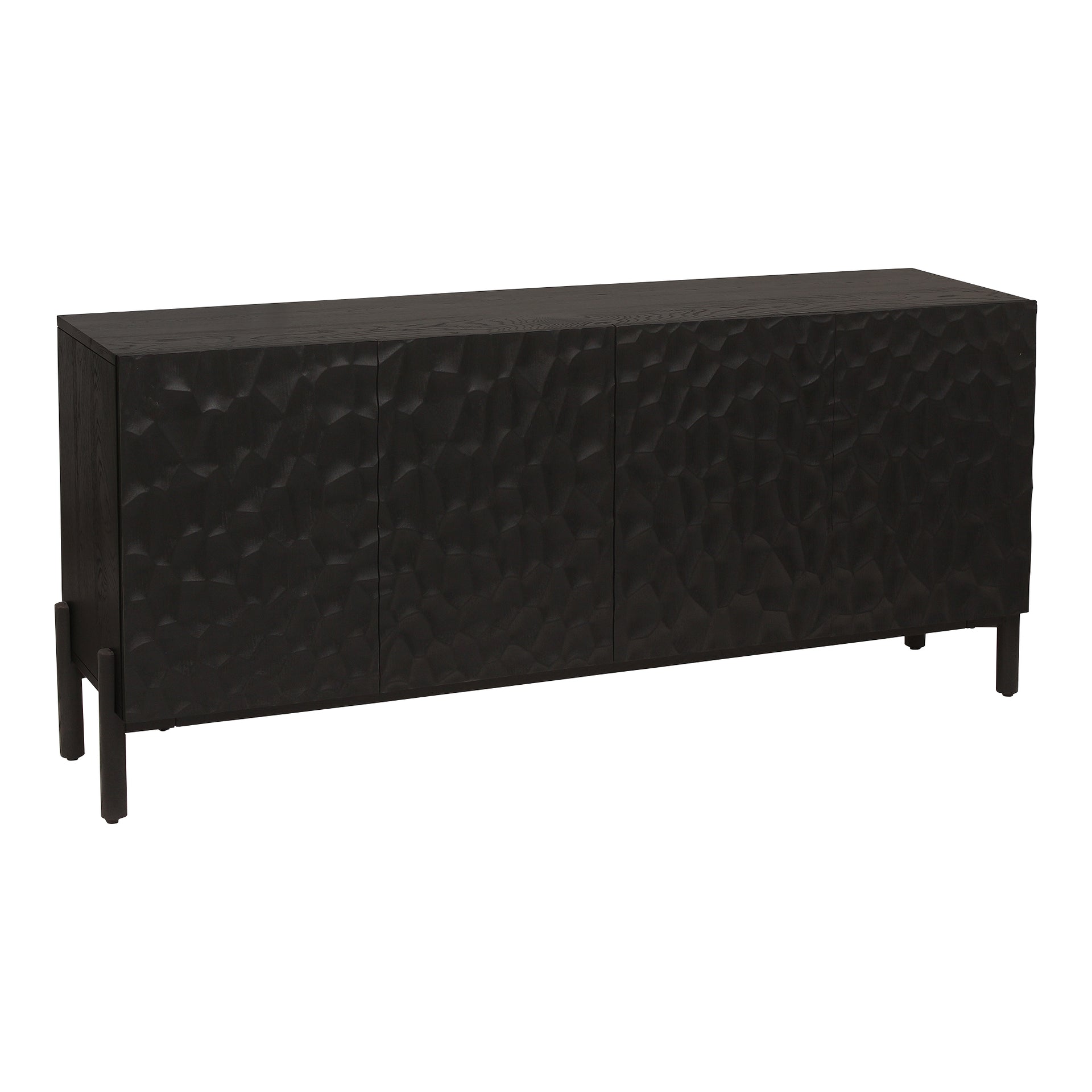 Hattori Sideboard, Solid Oak Legs, Black Carbon Finish, Rectangular, Black