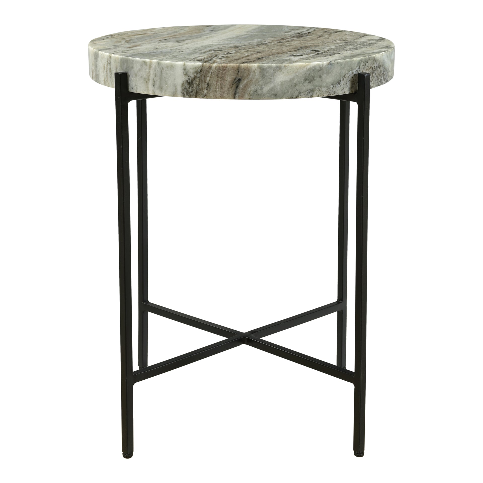 Vega Contemporary Sand-Brown Marble Accent Table