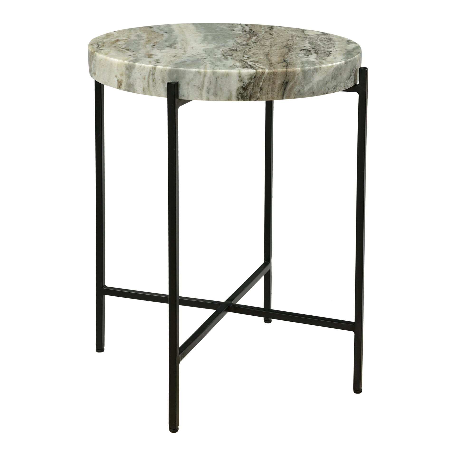Vega Contemporary Sand-Brown Marble Accent Table
